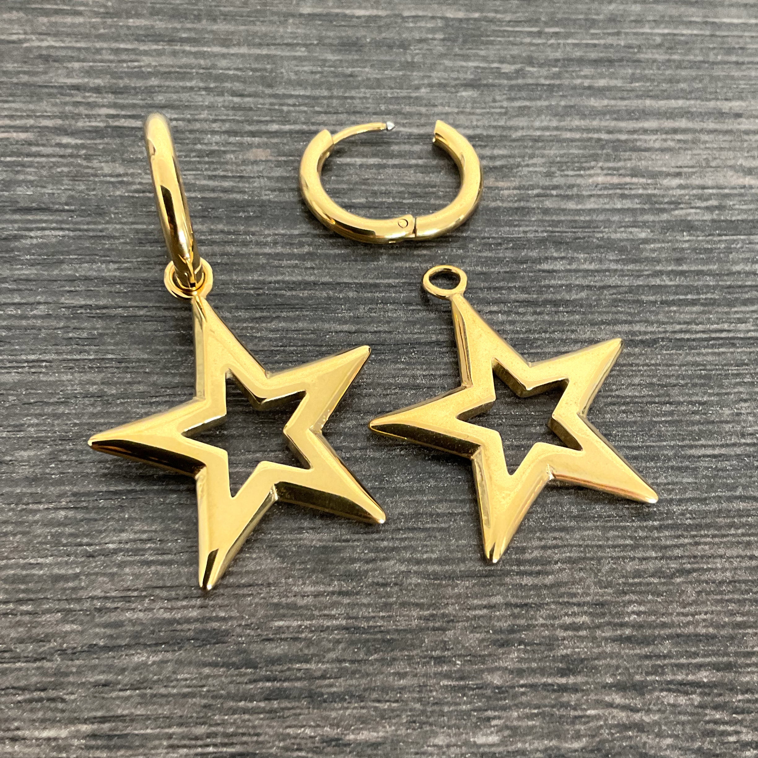 Large star hoop earrings