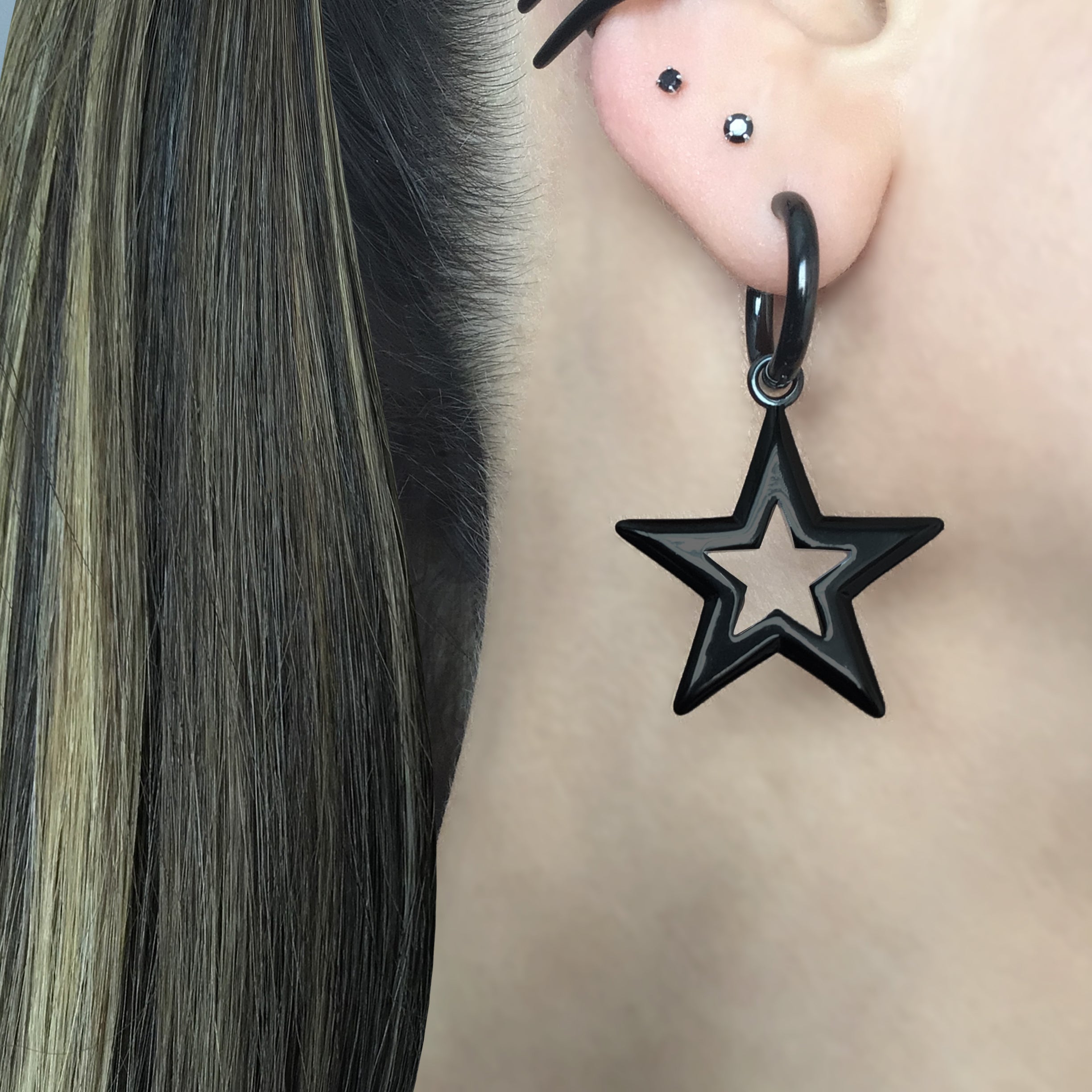 Large star hoop earrings