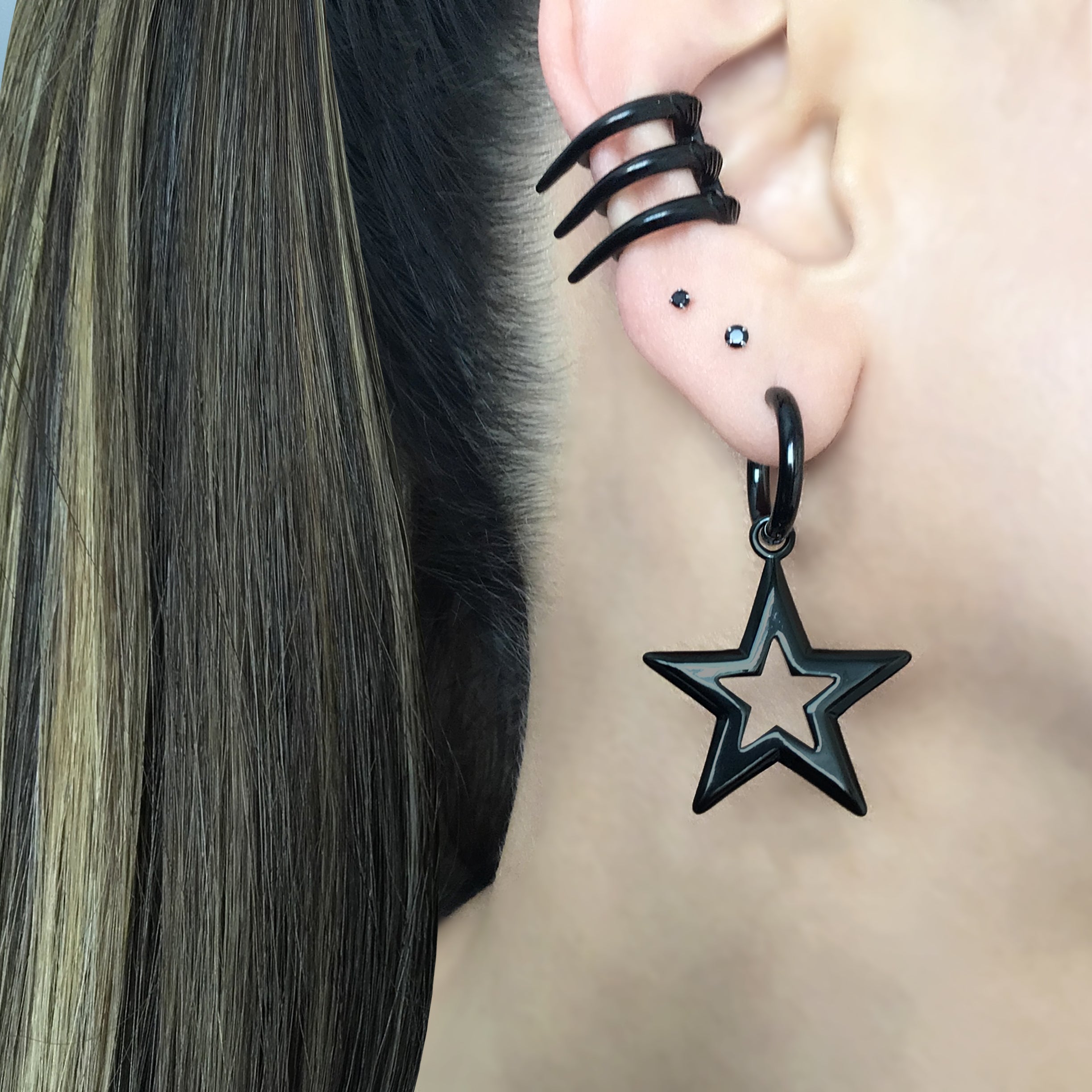 Large star hoop earrings