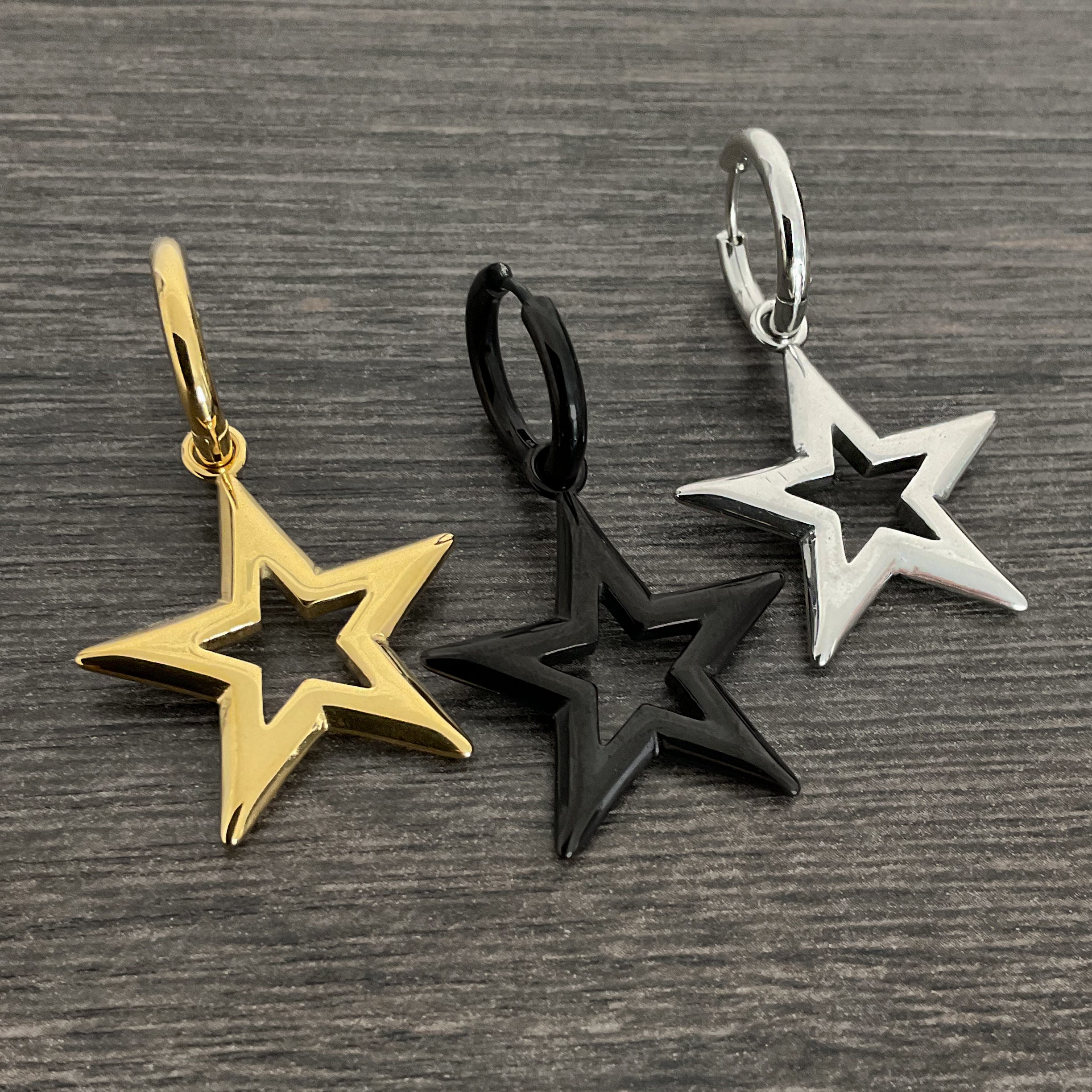 Large star hoop earrings