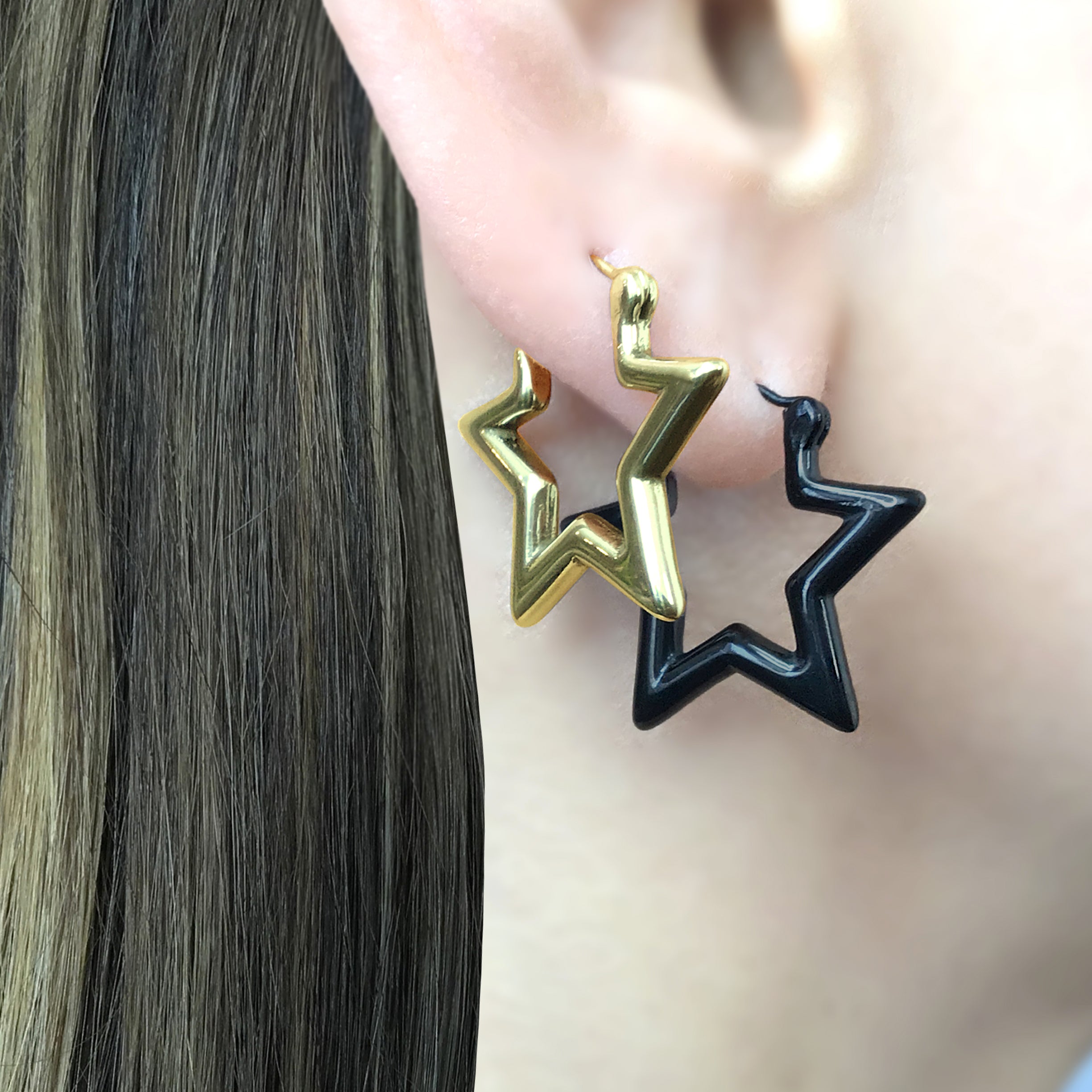 Stars huggie hoops
