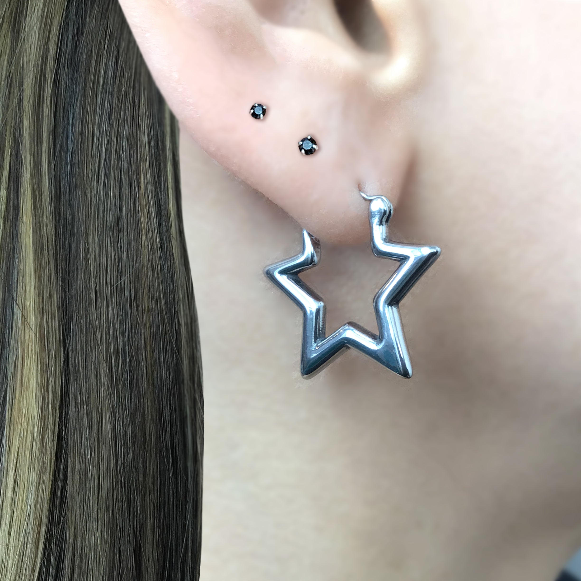 Stars huggie hoops
