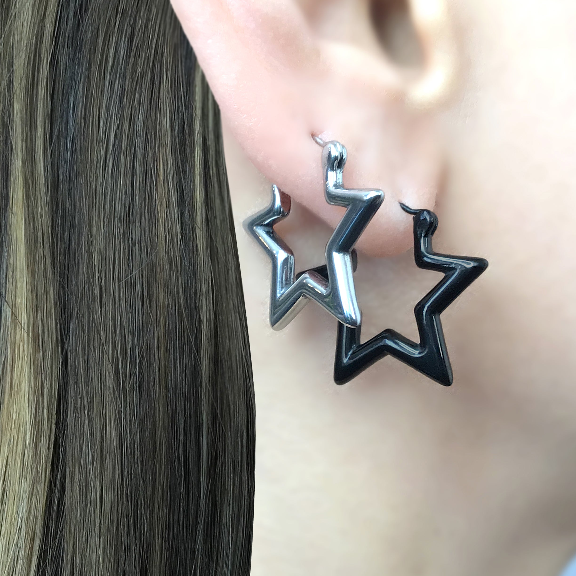 Stars huggie hoops
