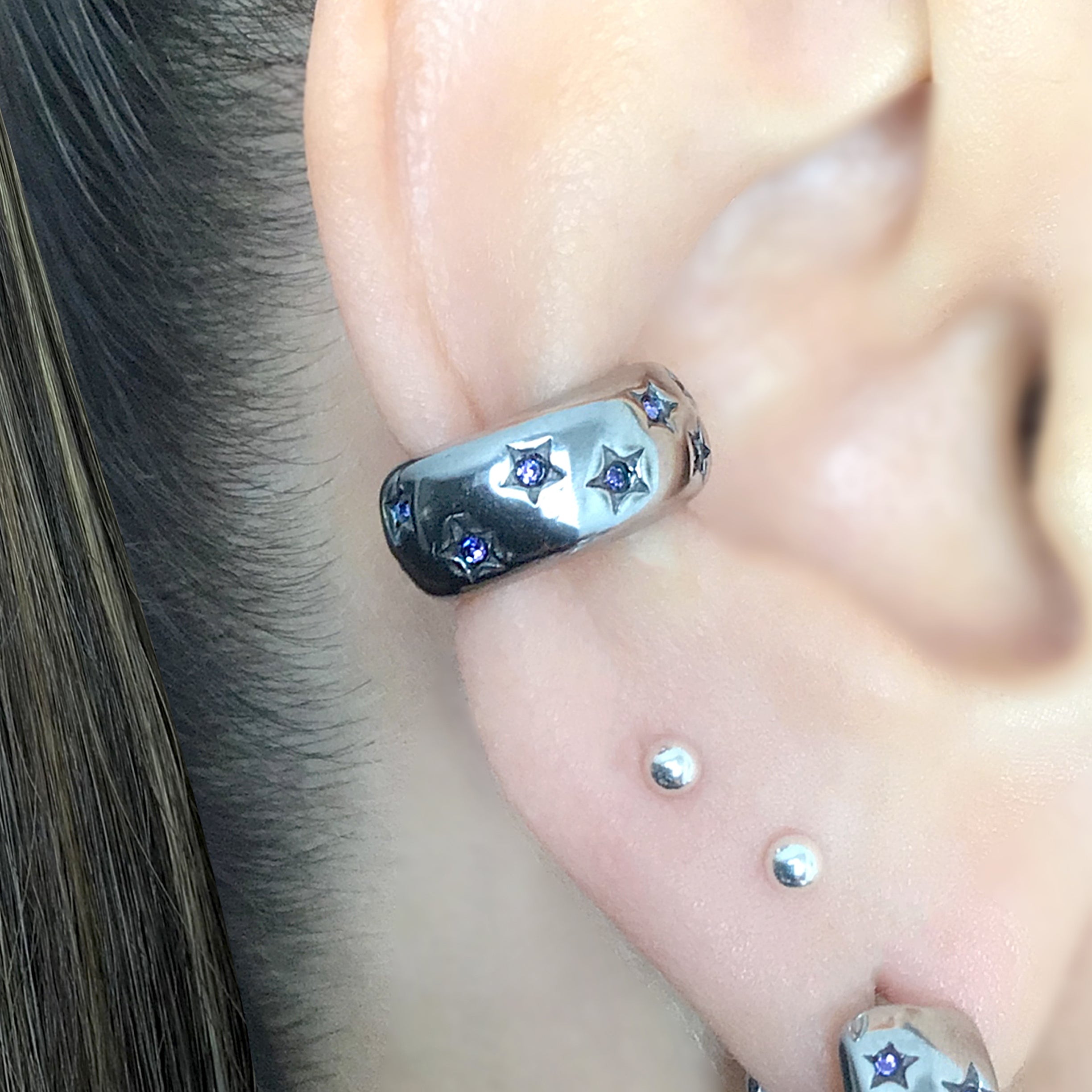 Stars ear cuff with Purple CZ