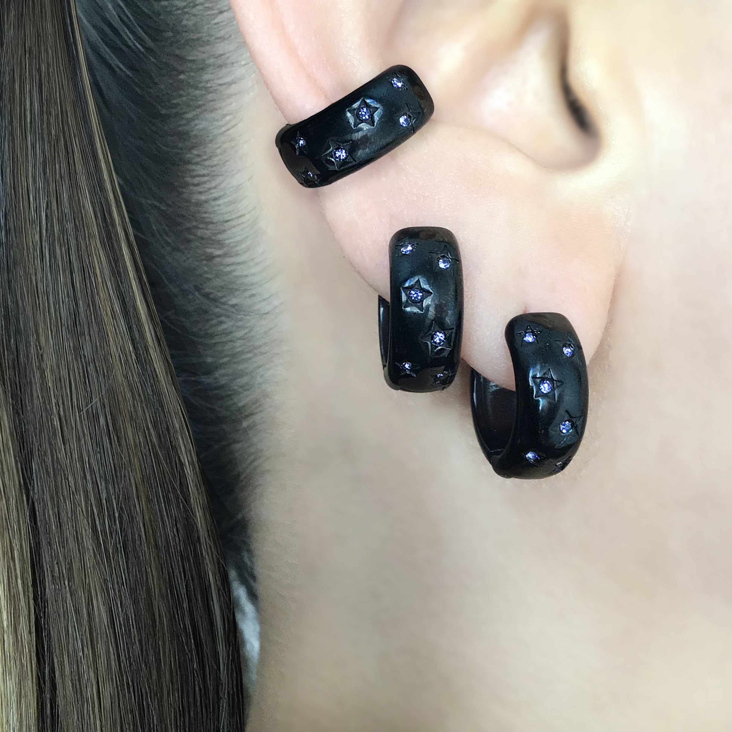 Stars ear cuff with Purple CZ