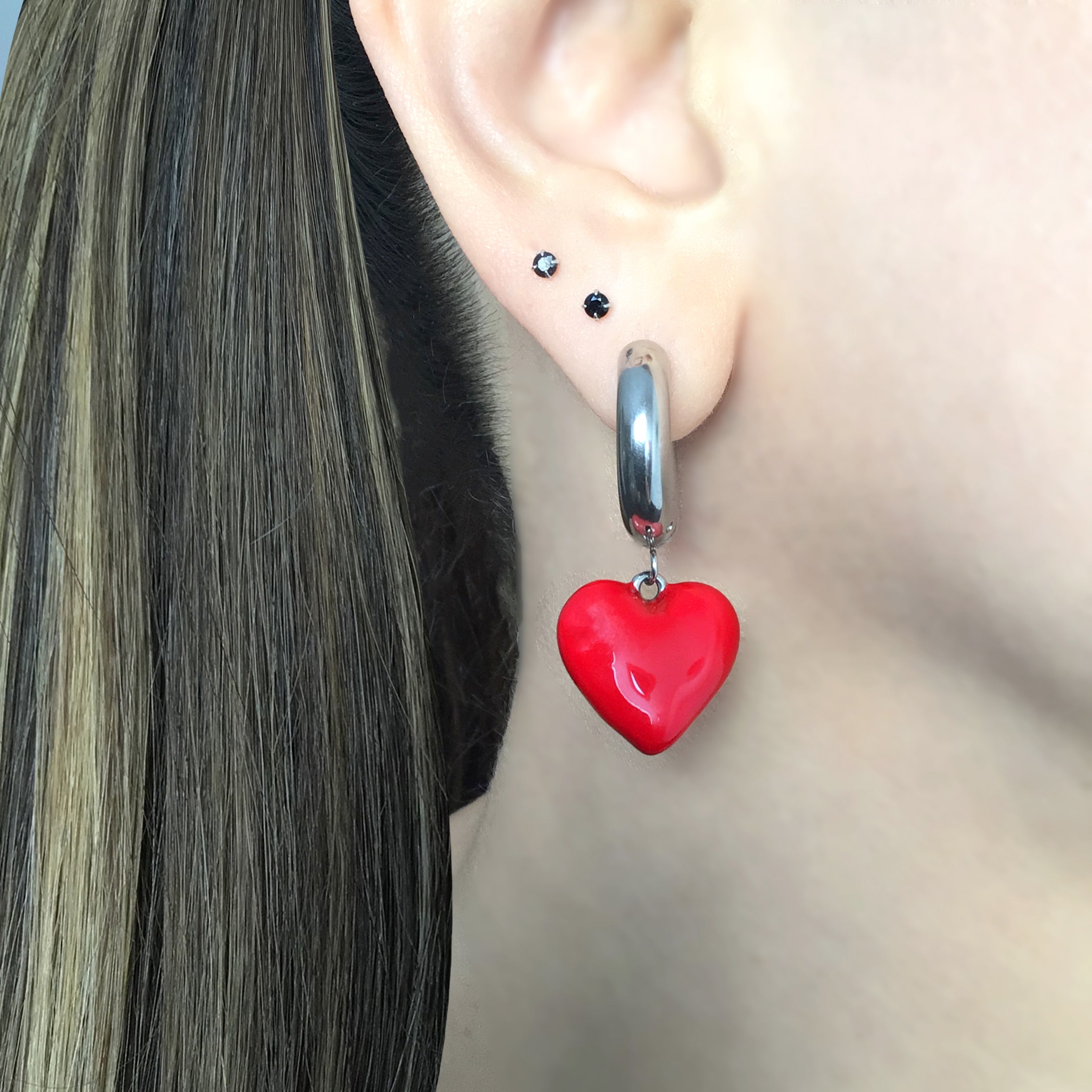 Heart hoop earrings