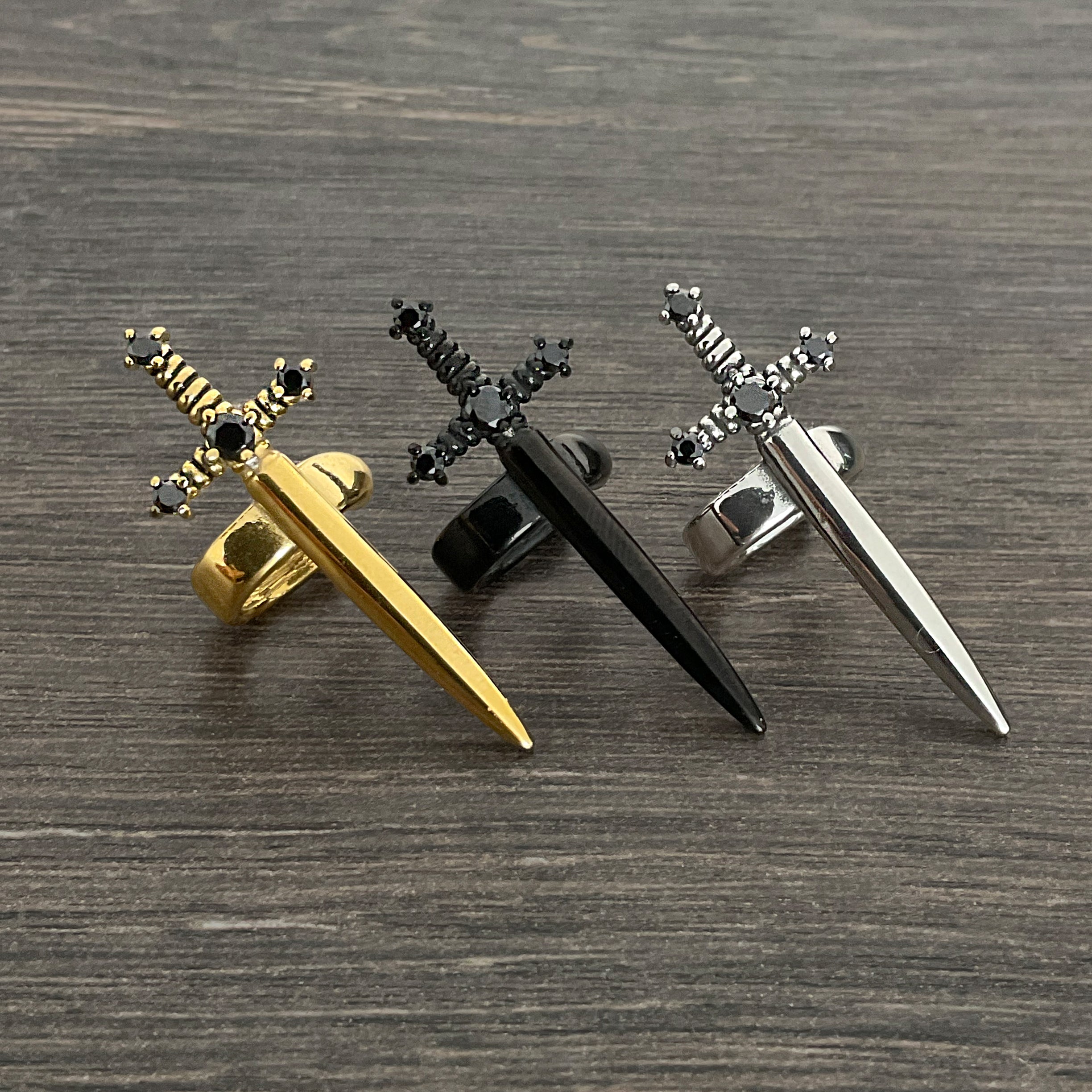 Kali Sword ear cuff with CZ stone