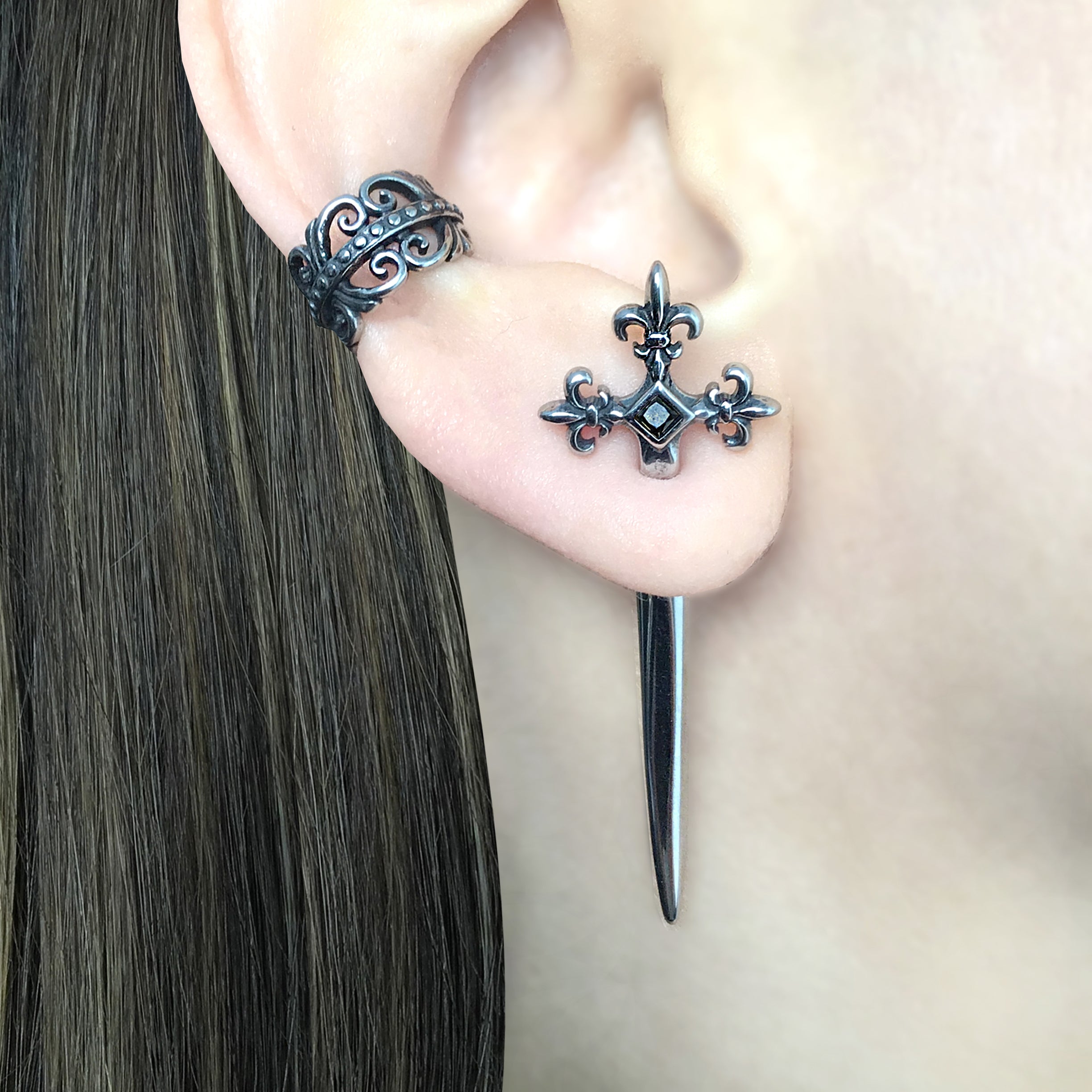 Gothic Fleur-de-Lis Sword Ear Jacket