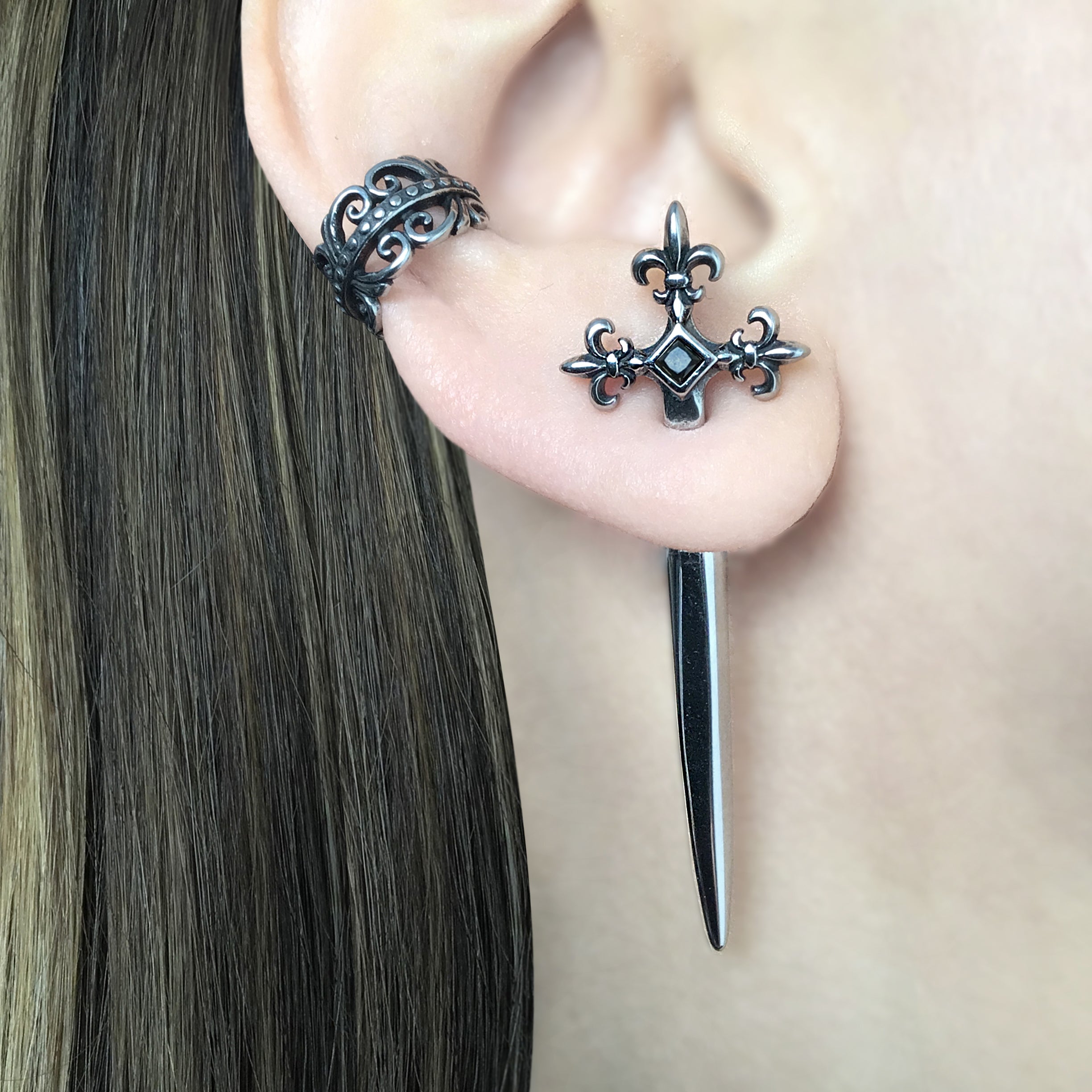 Gothic Fleur-de-Lis Sword Ear Jacket