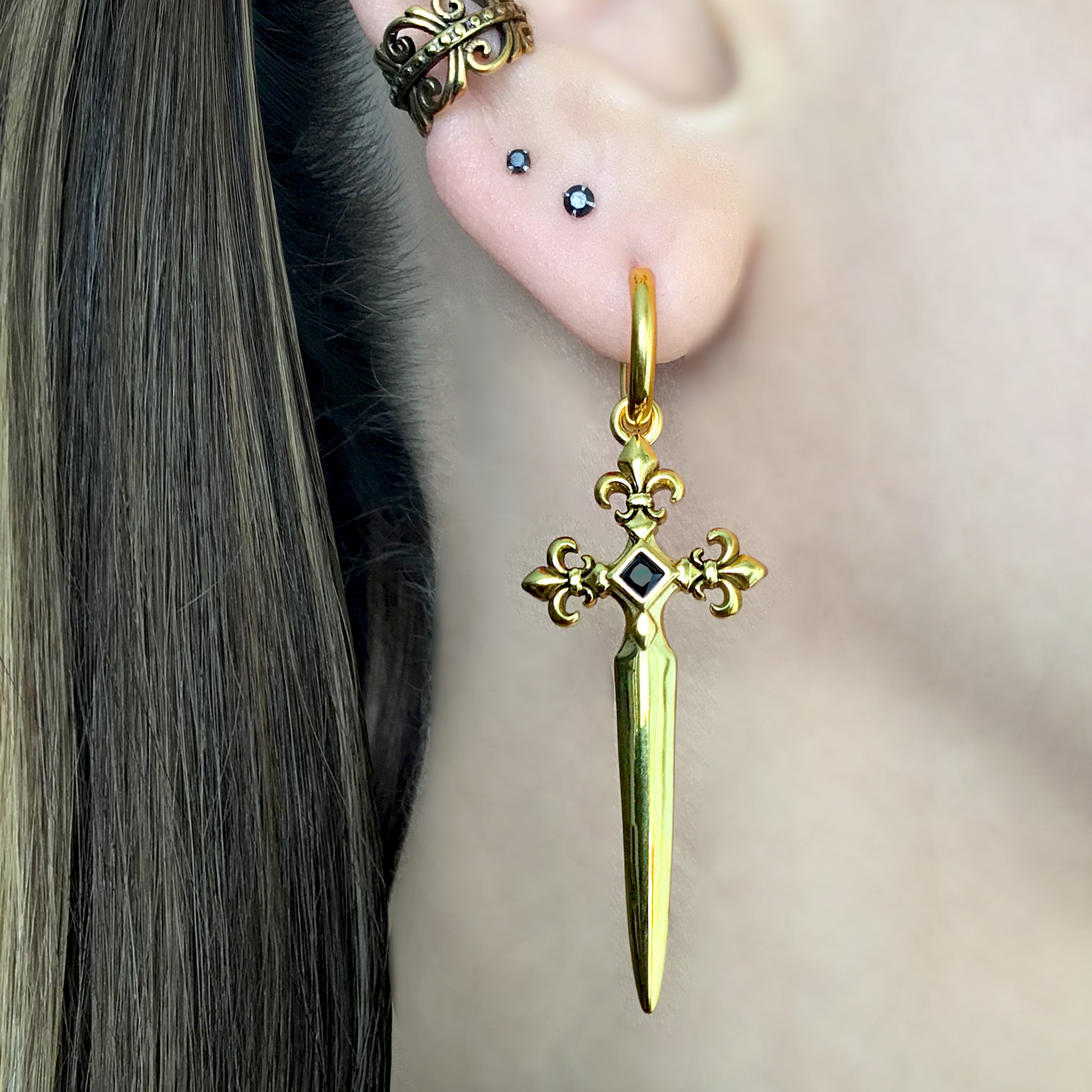 Gothic Fleur-de-Lis Sword hoops