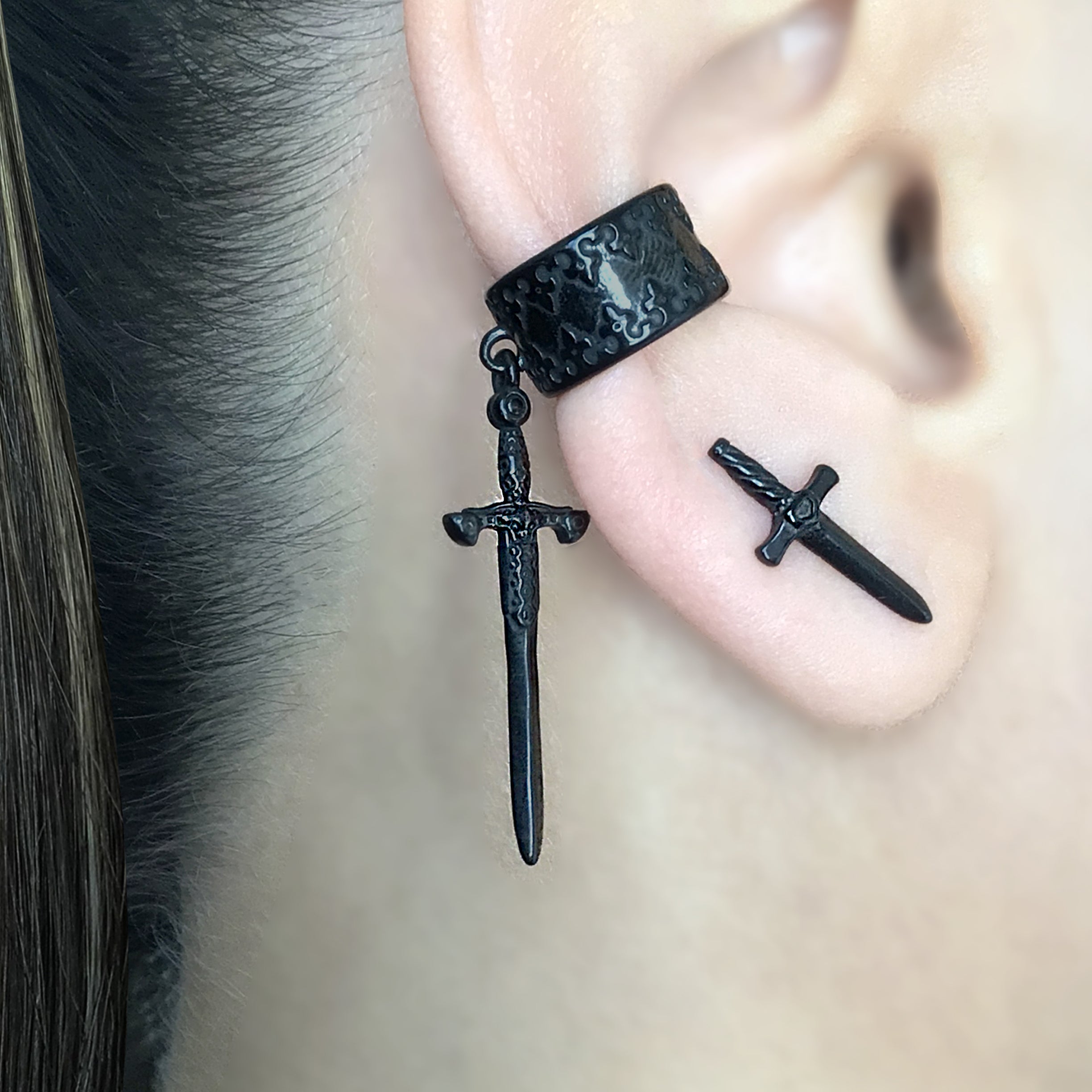 Sword charm ear cuff