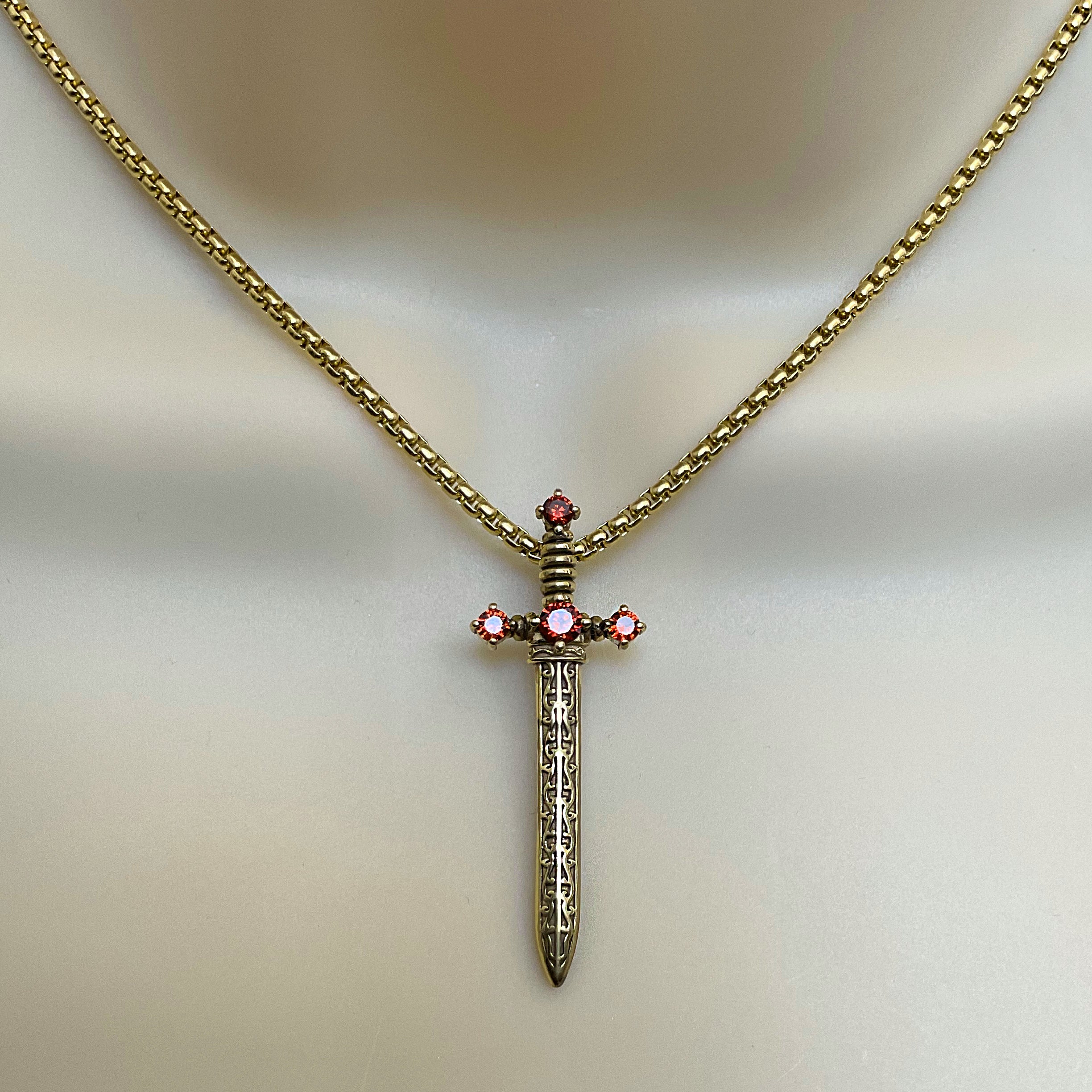 Edin Sword necklace with Ruby Red CZ