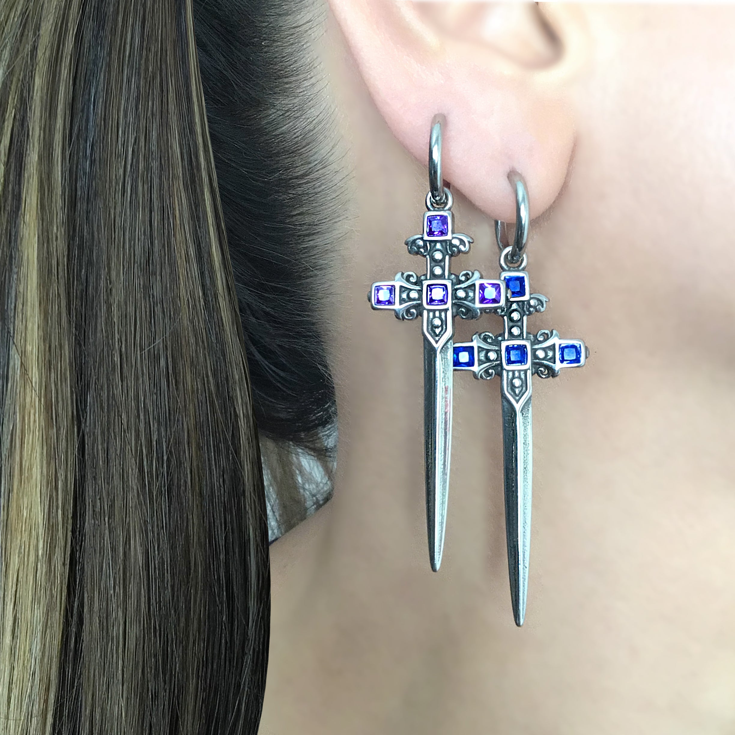 Zane Sword hoop earrings
