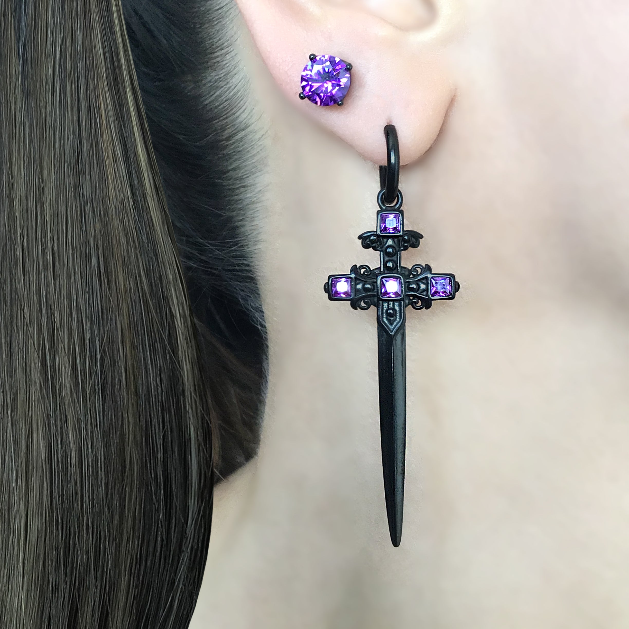 Zane Sword hoop earrings