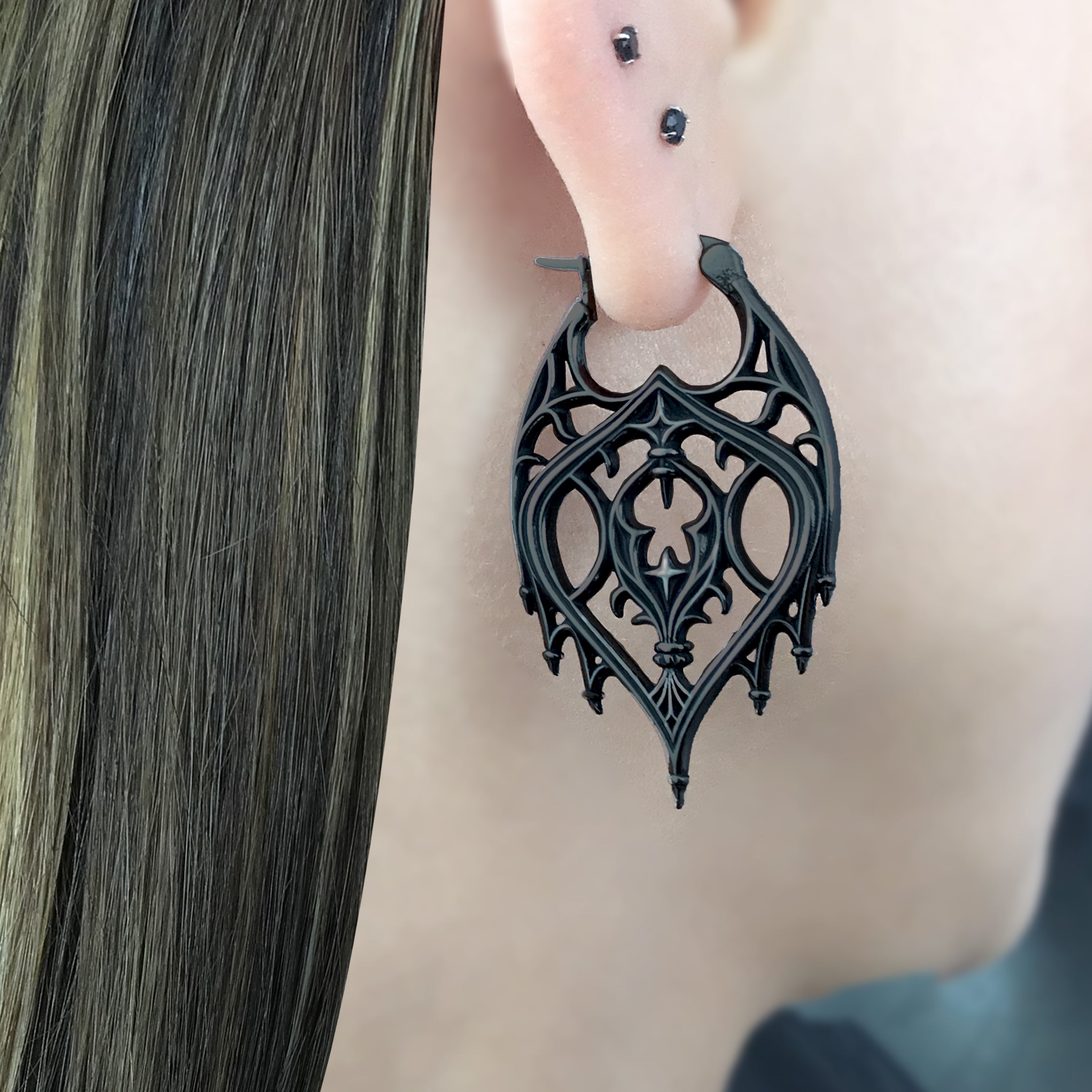 Gothic chandelier hoop earrings