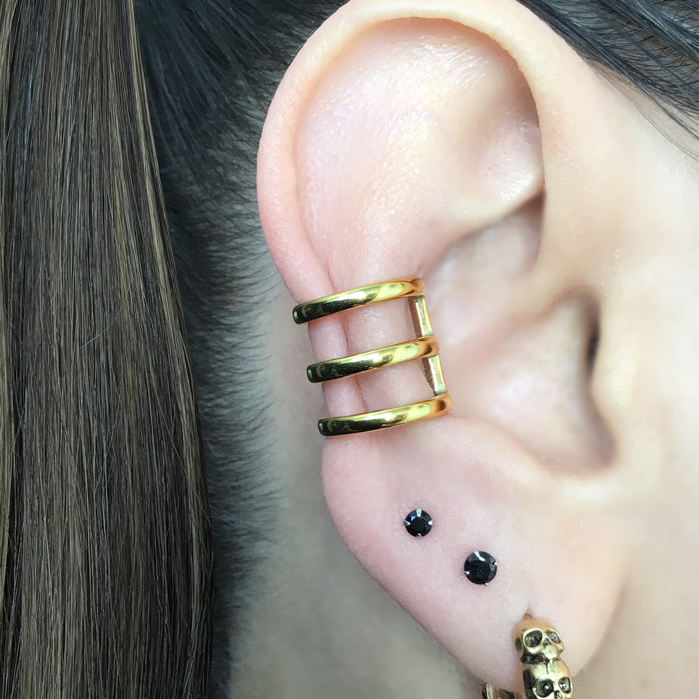 Triple row ear cuff