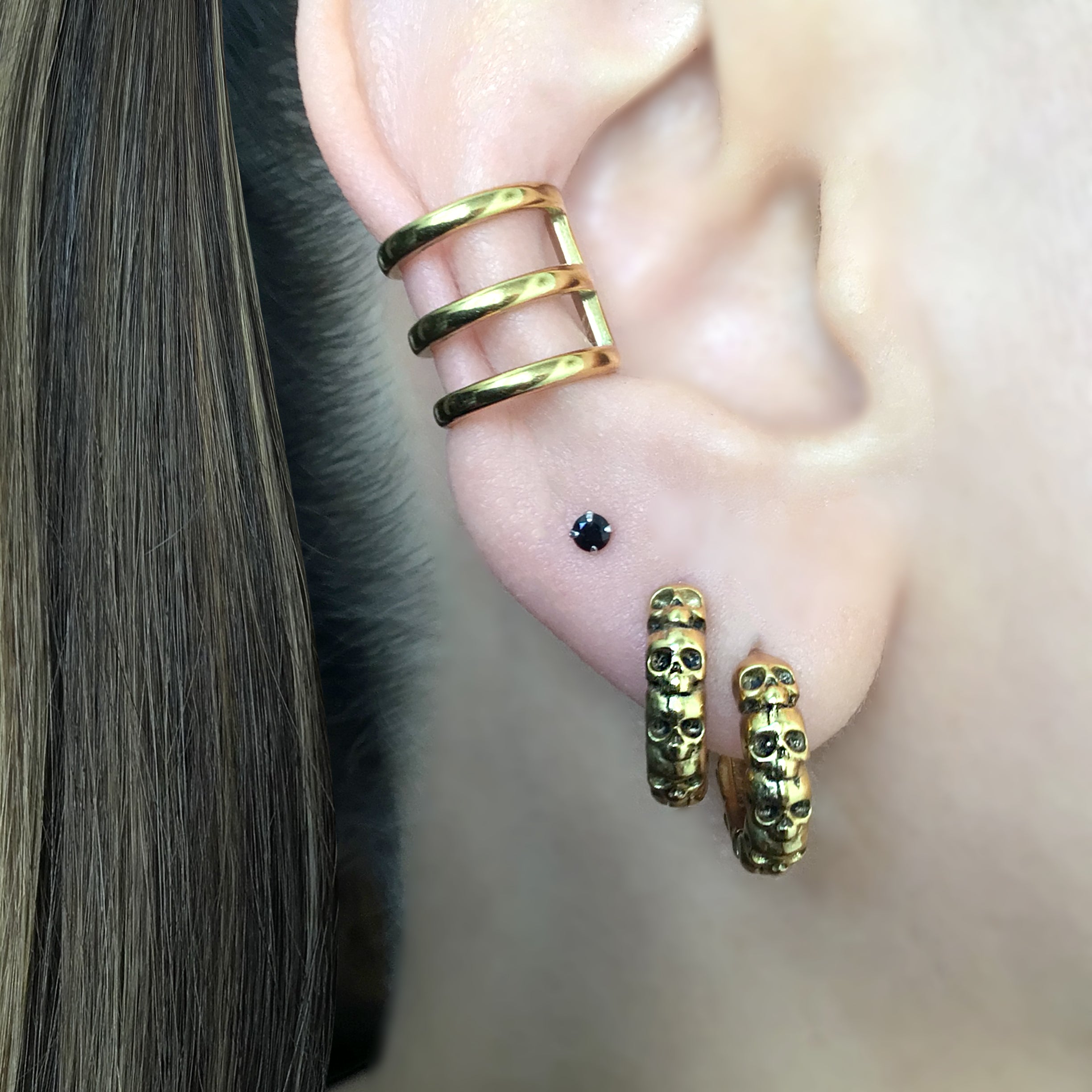 Triple row ear cuff
