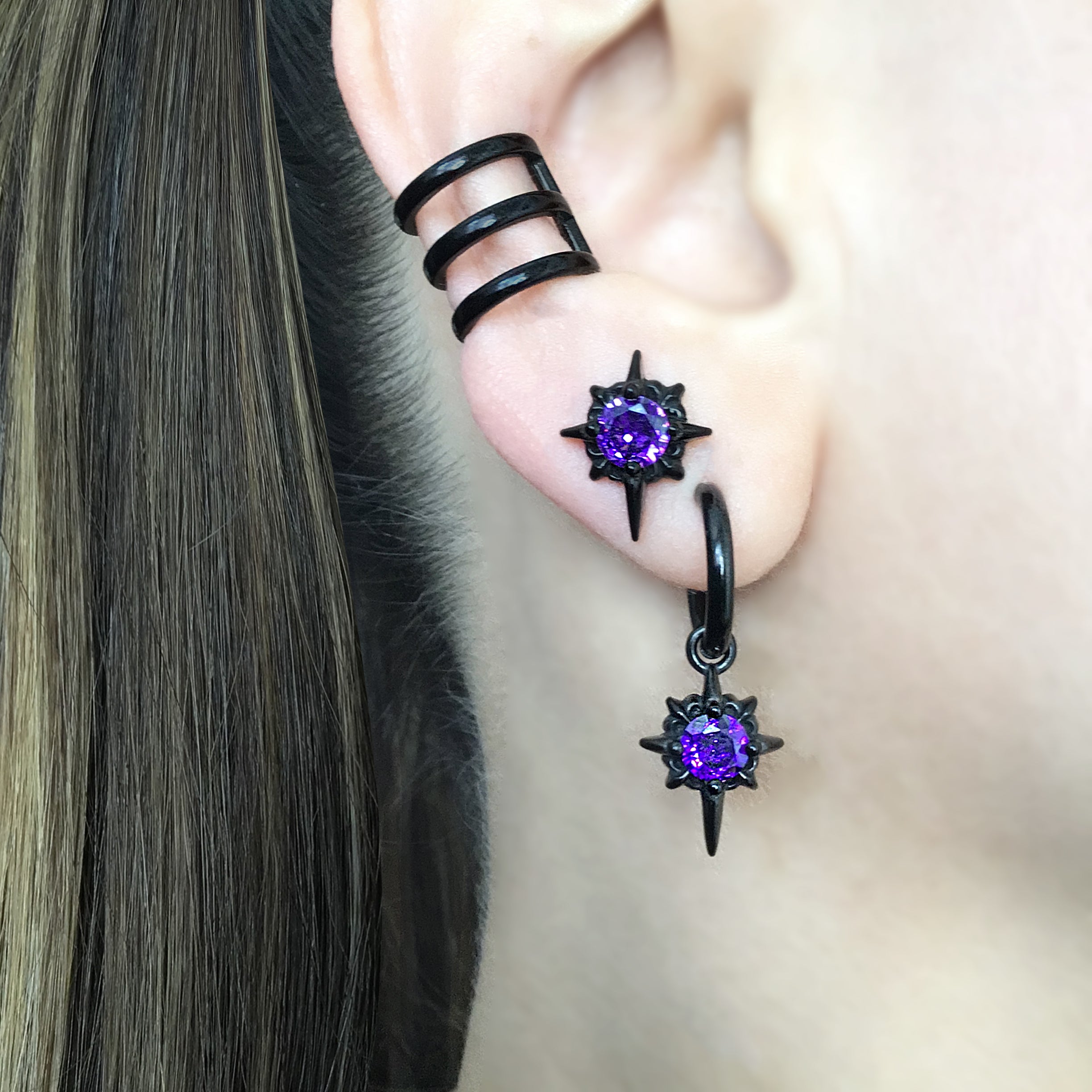 Triple row ear cuff