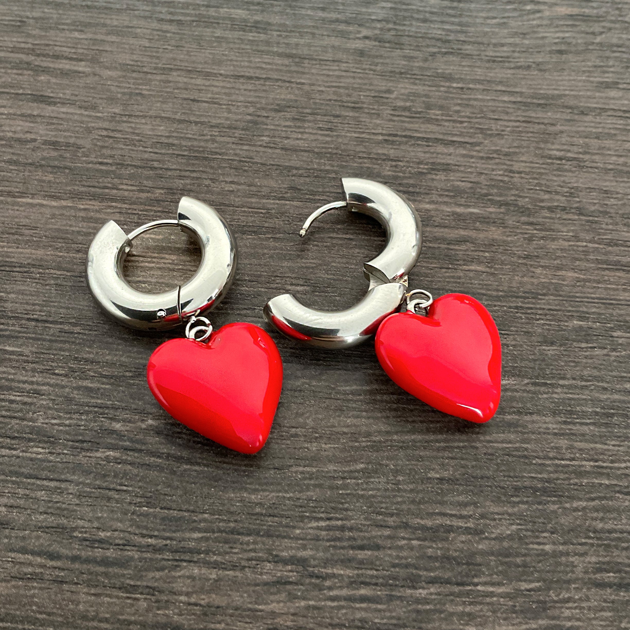 Heart hoop earrings