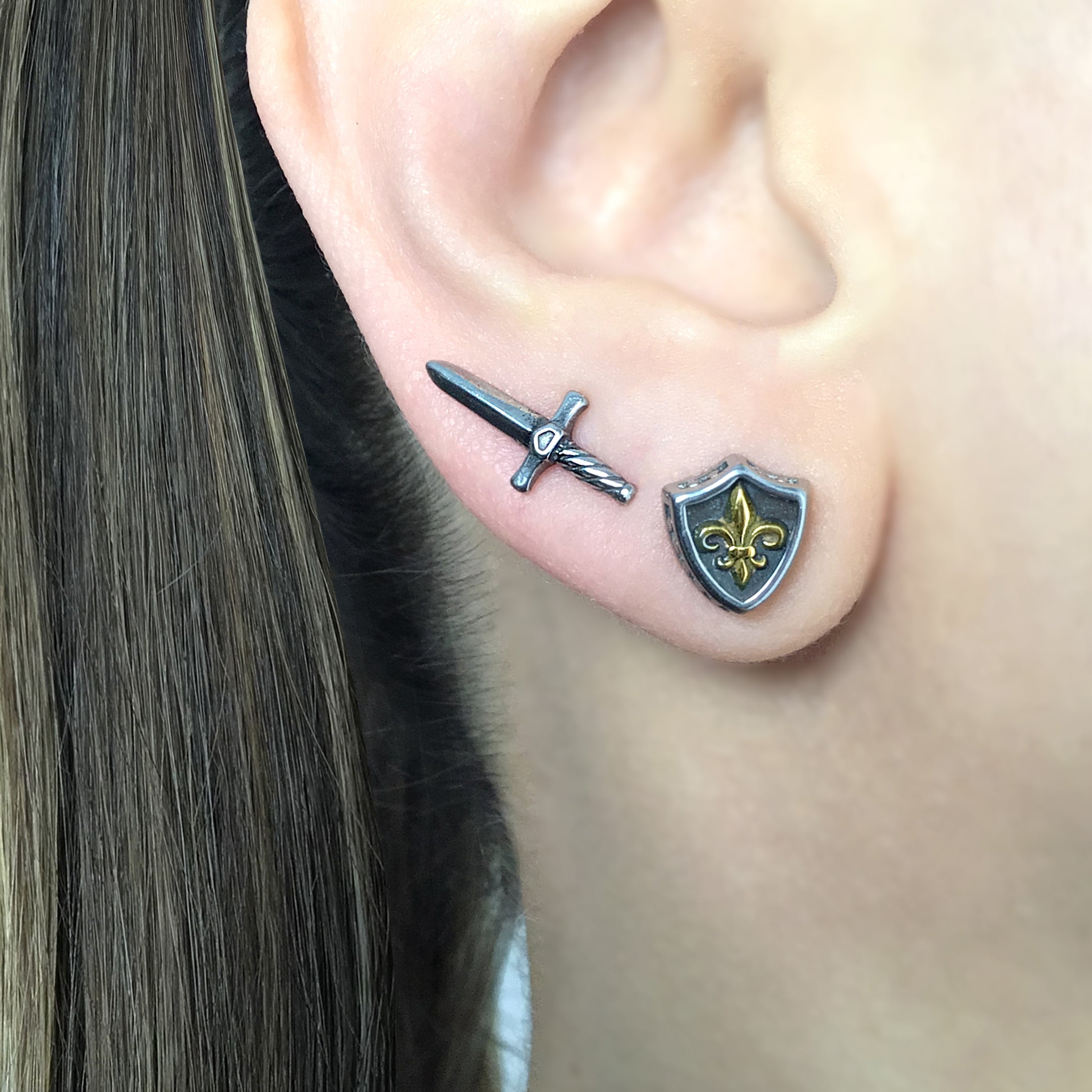 Sword and Shield stud earrings