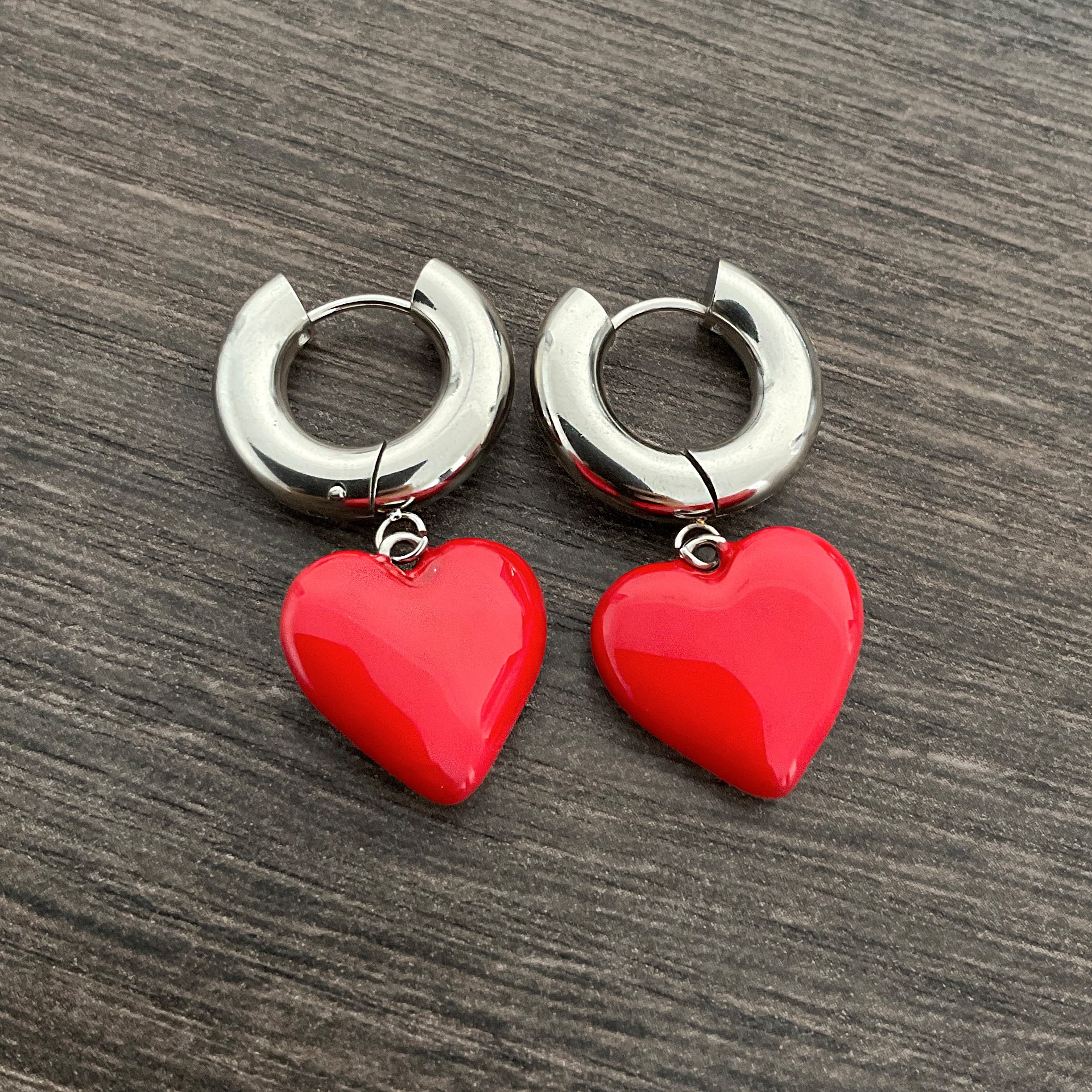 Heart hoop earrings