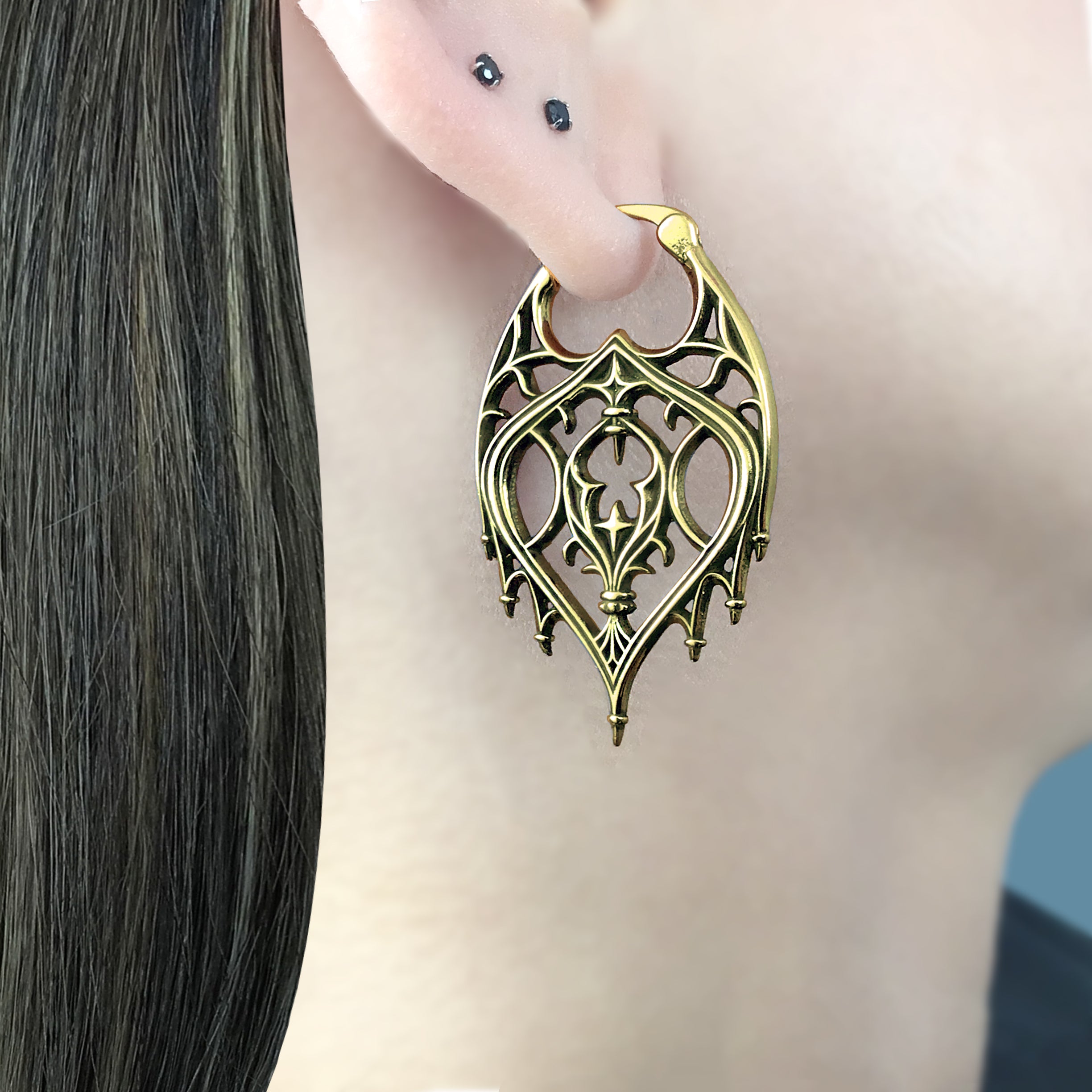 Gothic chandelier hoop earrings