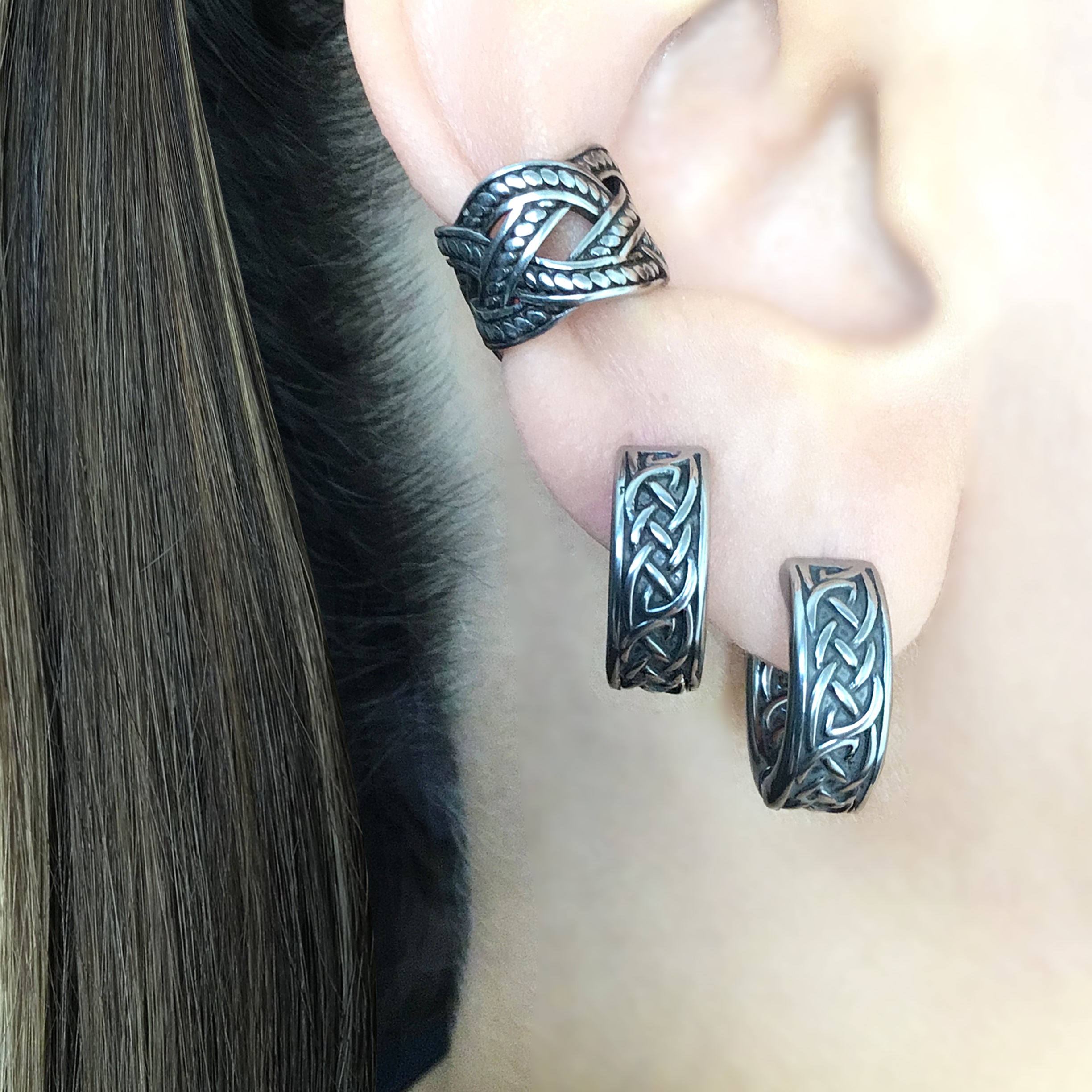 Celtic braid hoop earrings