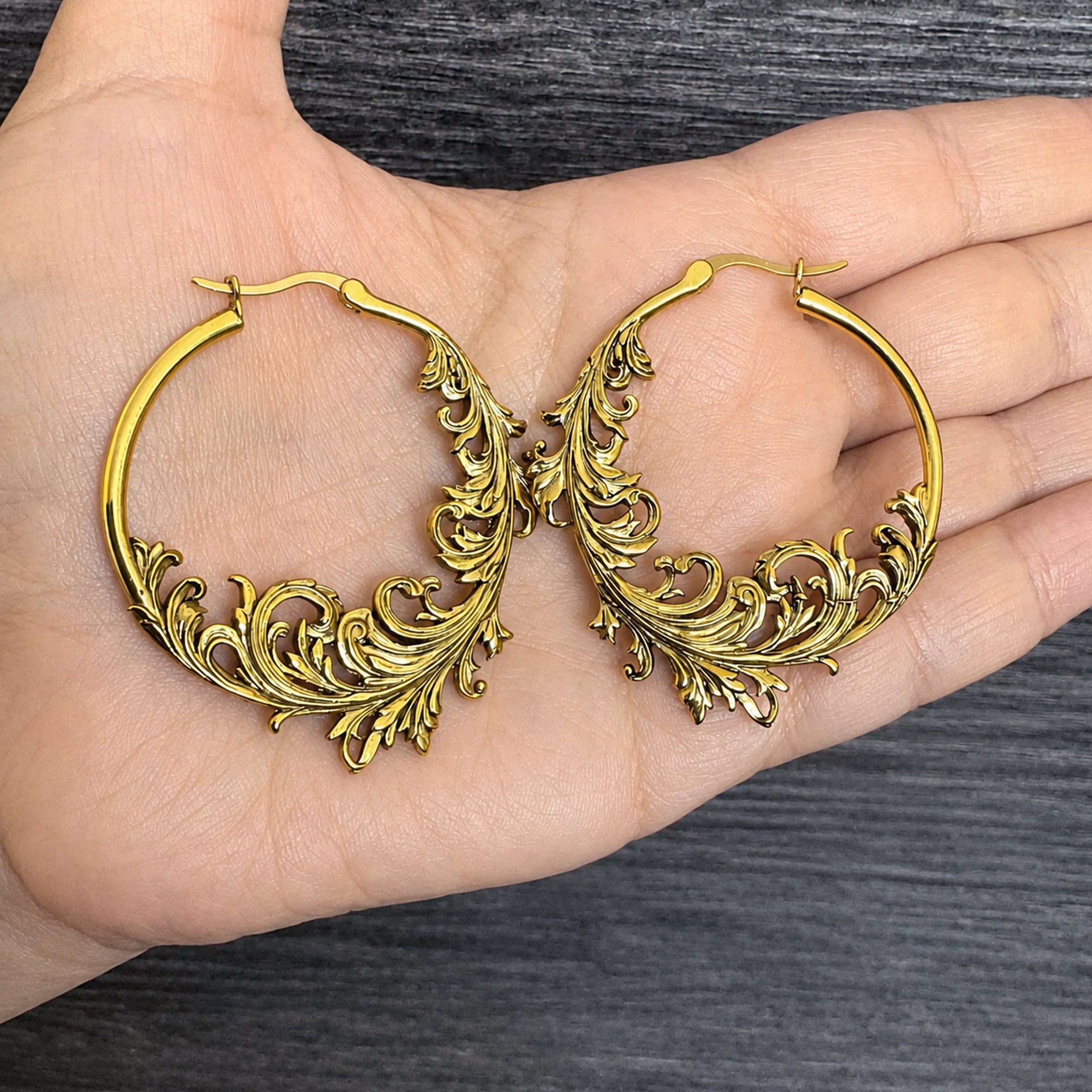 Baroque Vines Hoop Earrings