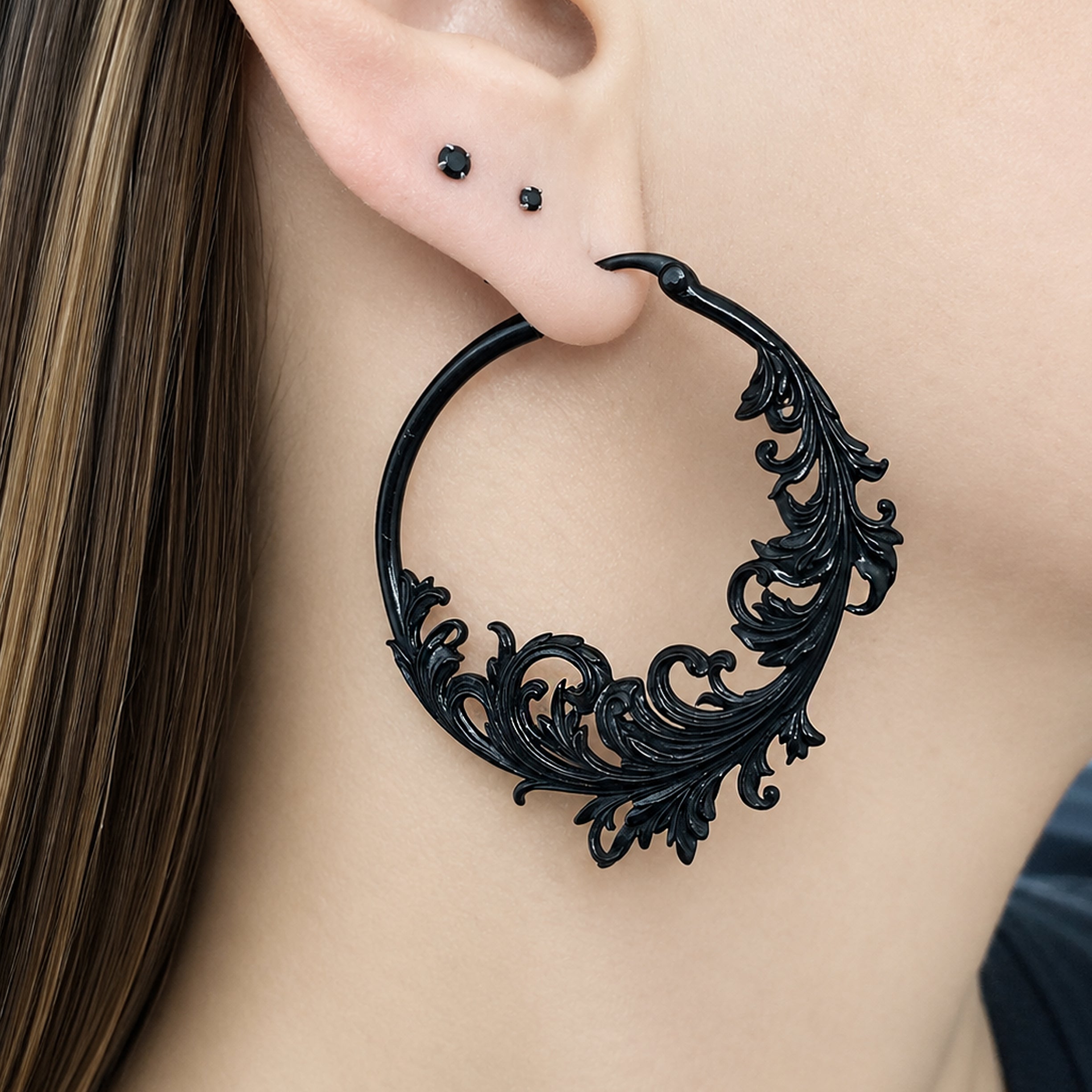 Baroque Vines Hoop Earrings