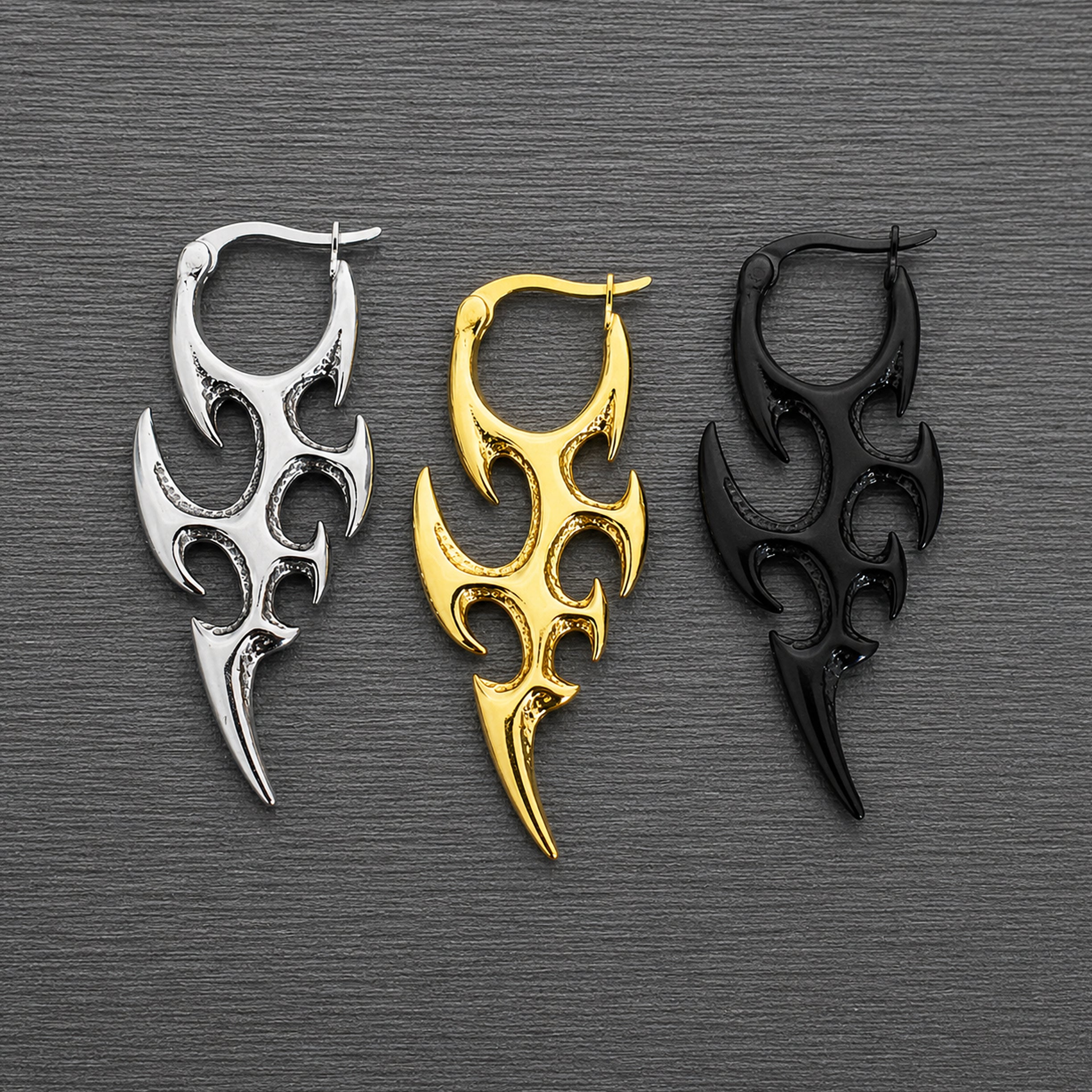 Cyber Flameblade Hoop Earrings
