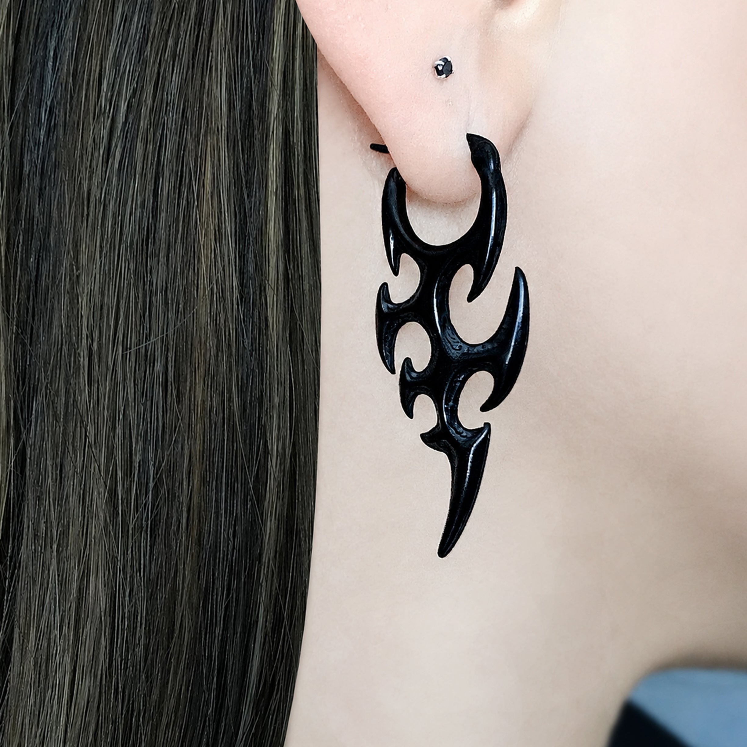 Cyber Flameblade Hoop Earrings