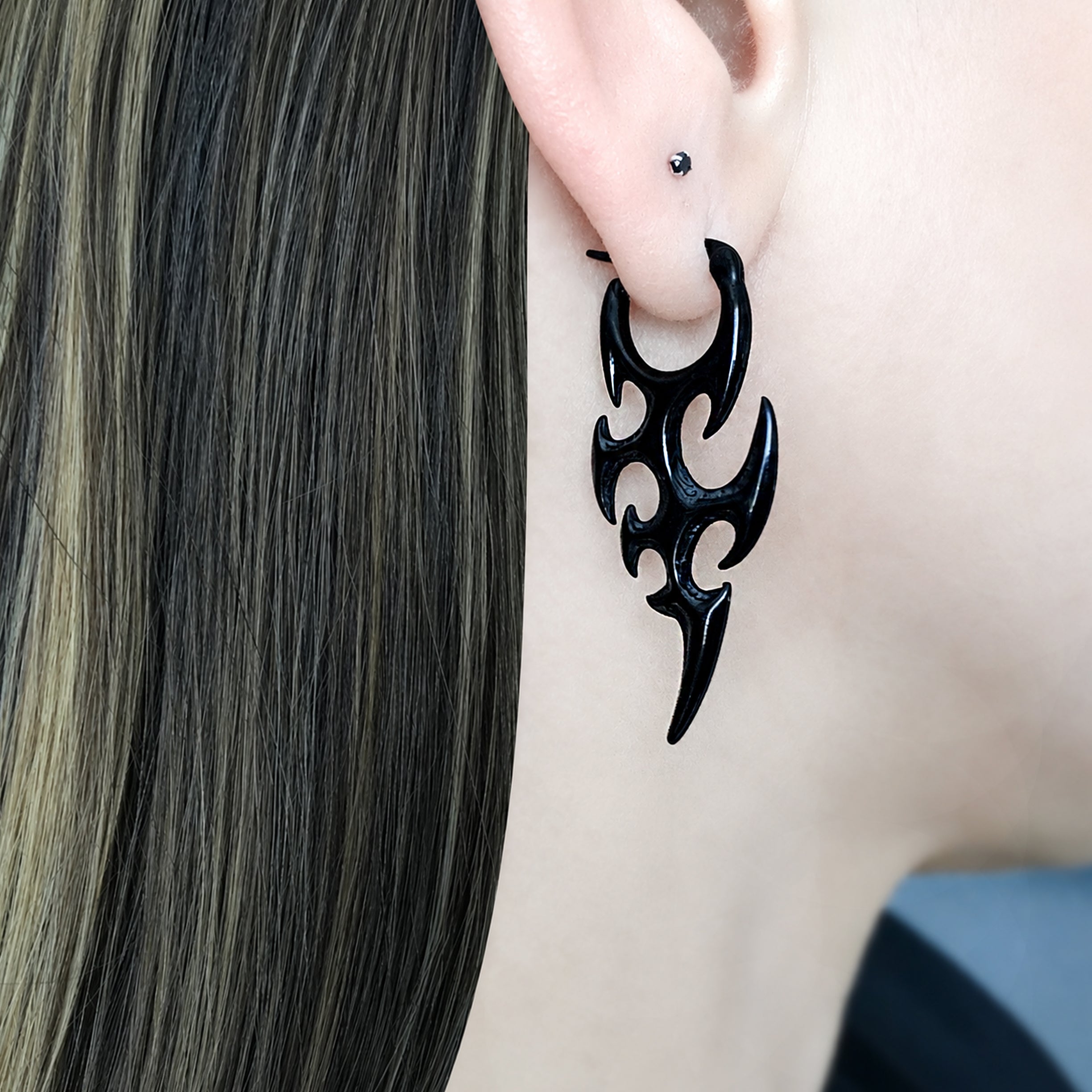 Cyber Flameblade Hoop Earrings