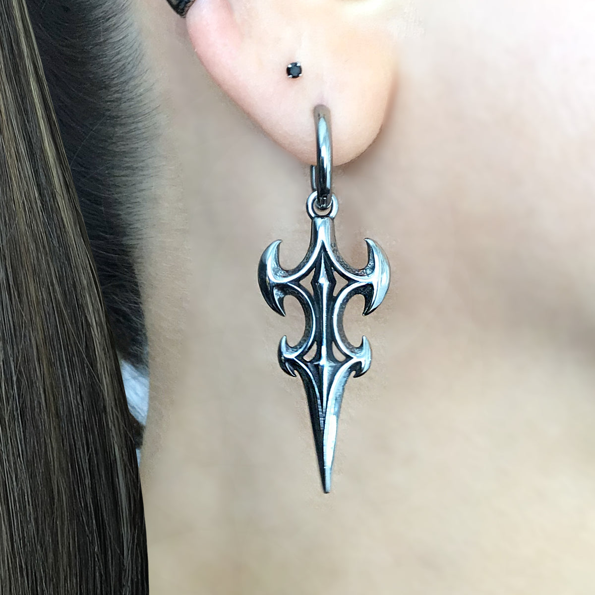 Dark Spire Cyber Hoop earrings