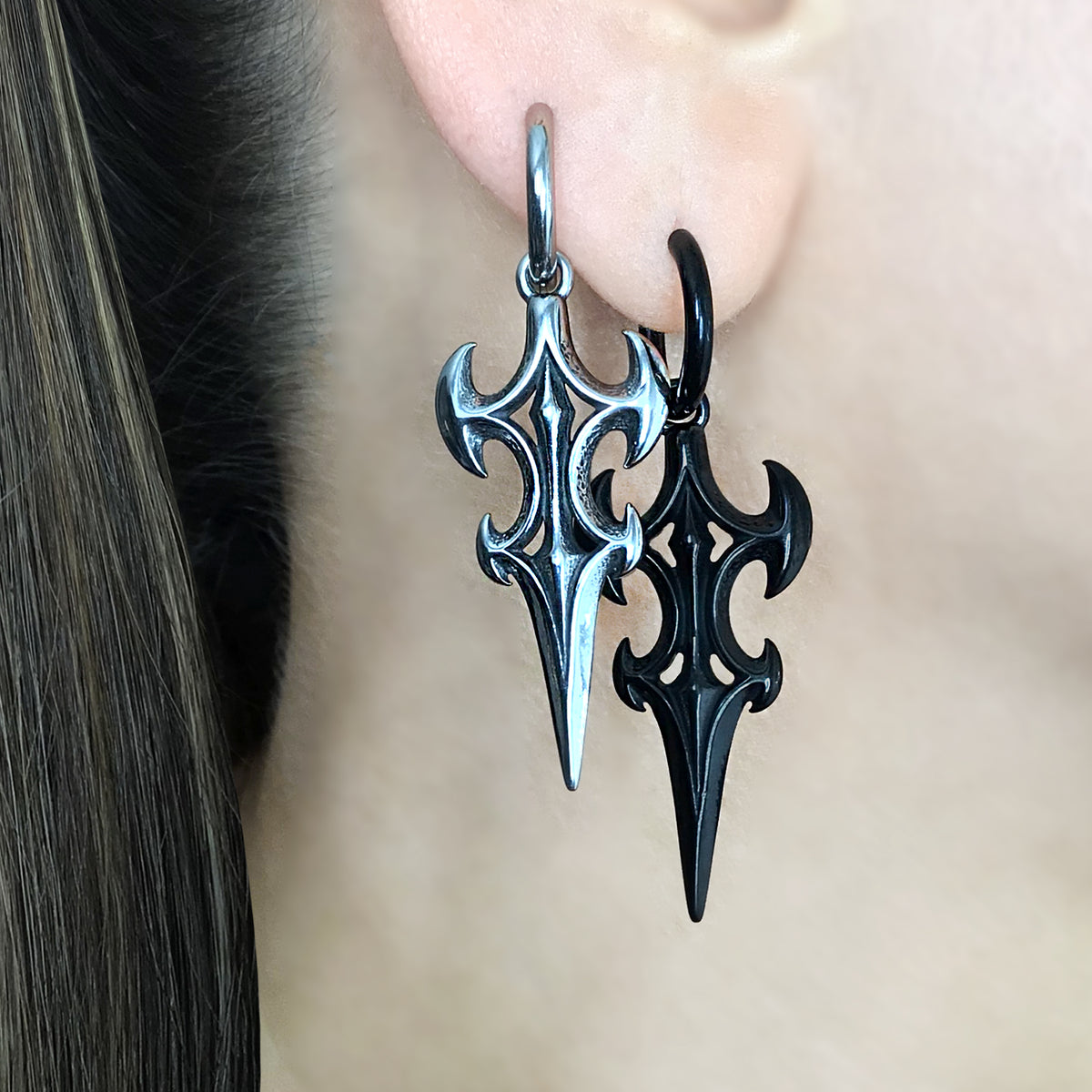 Dark Spire Cyber Hoop earrings