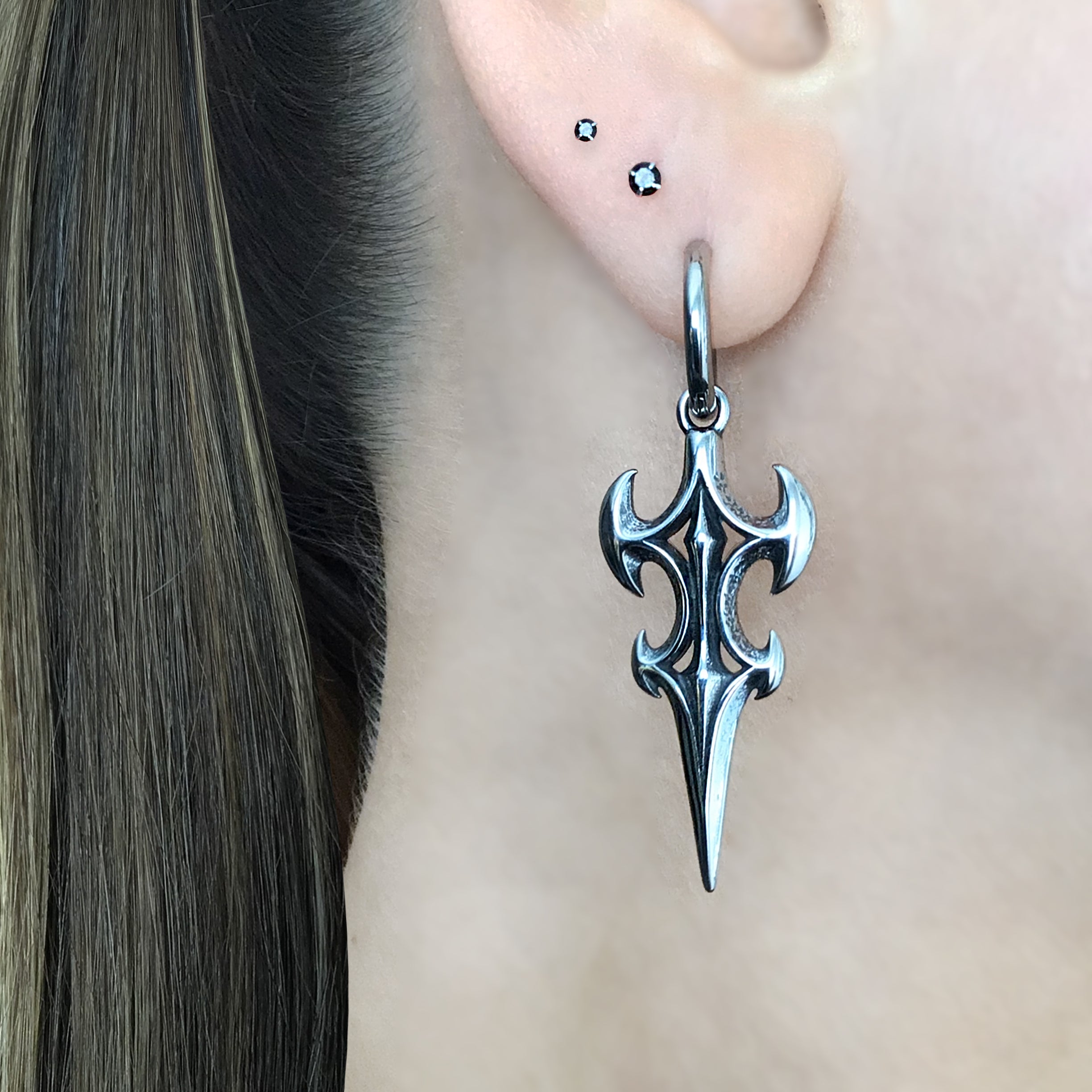 Dark Spire Cyber Hoop earrings