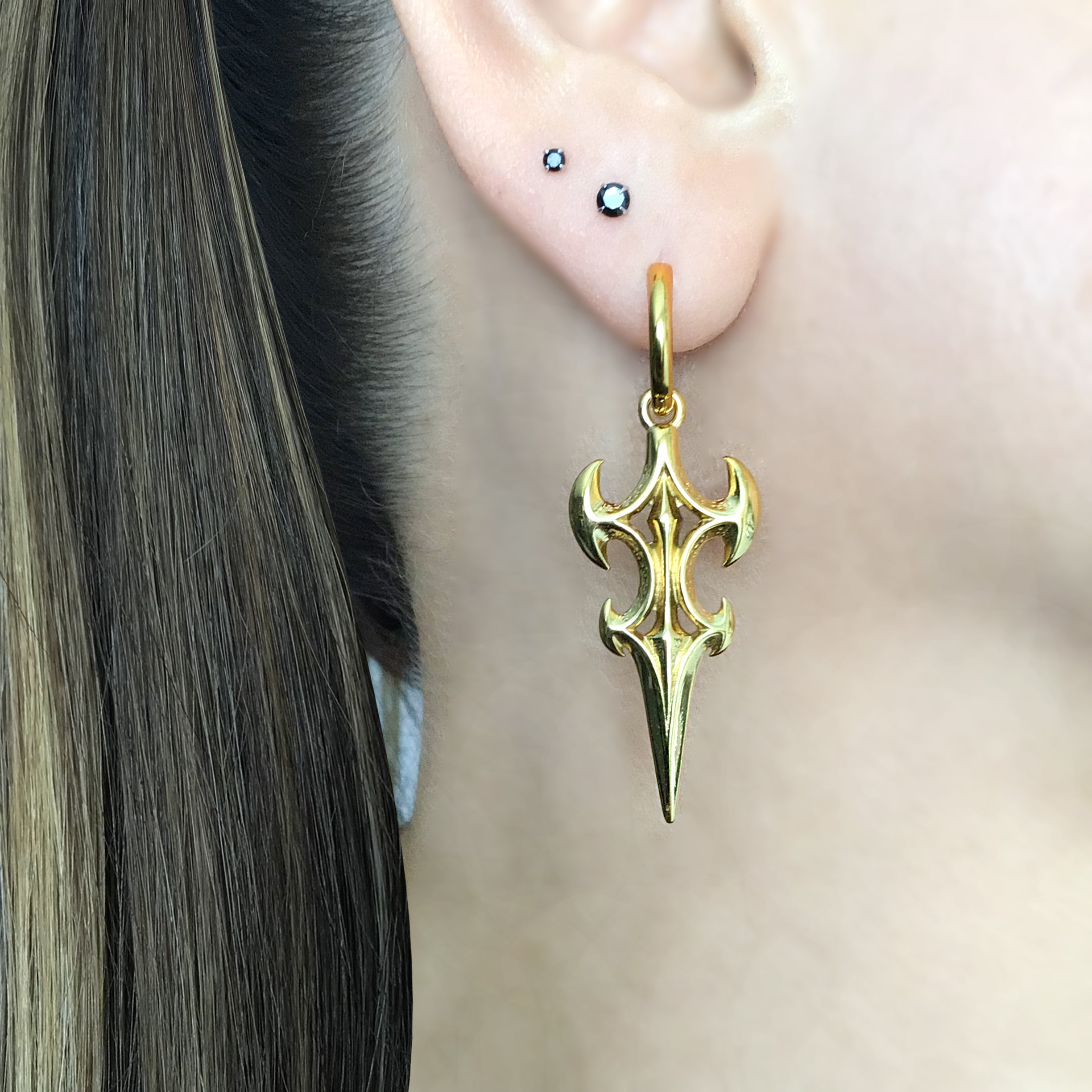 Dark Spire Cyber Hoop earrings