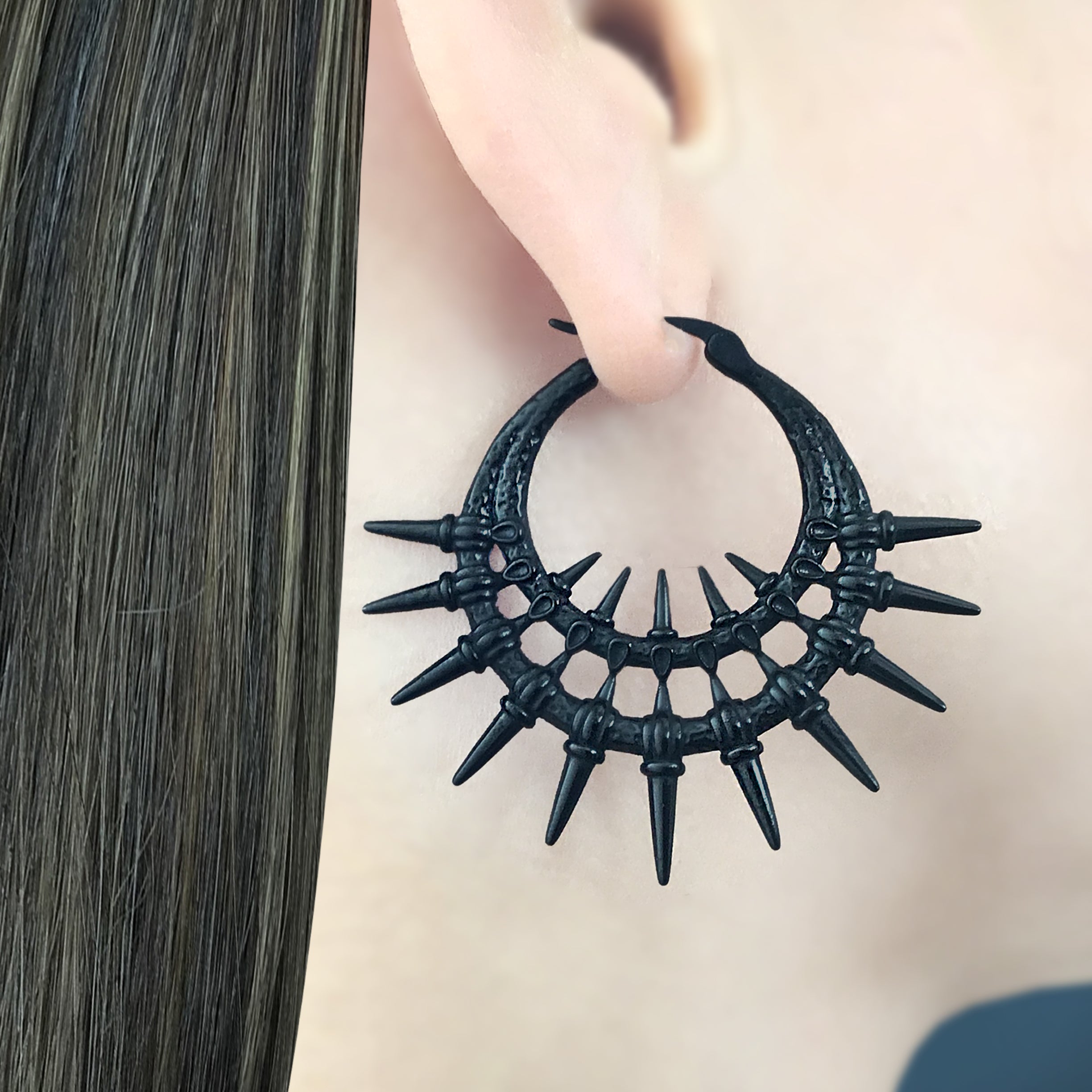 Iris Double Spiked hoop earrings