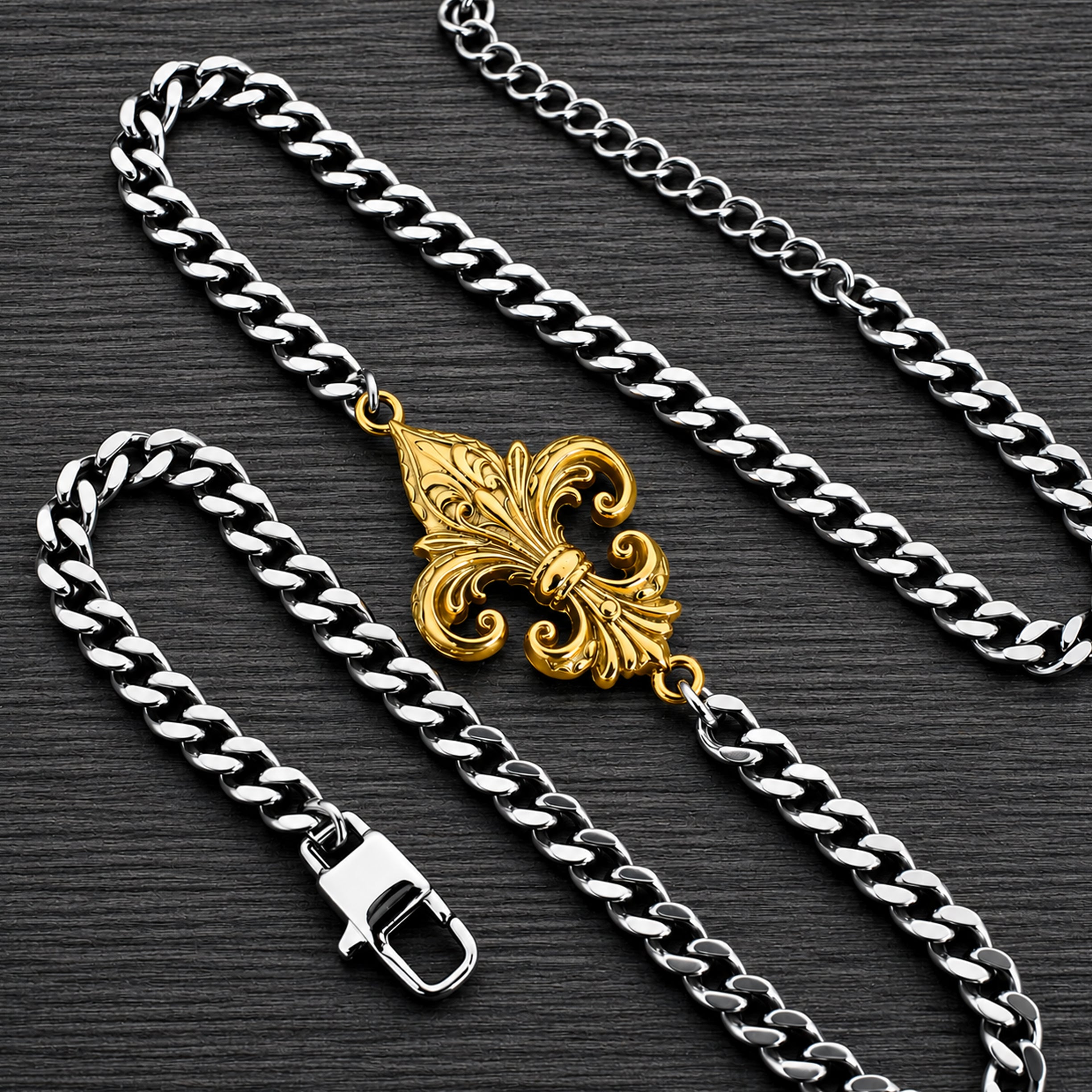 Fleur-de-lis two tonal necklace