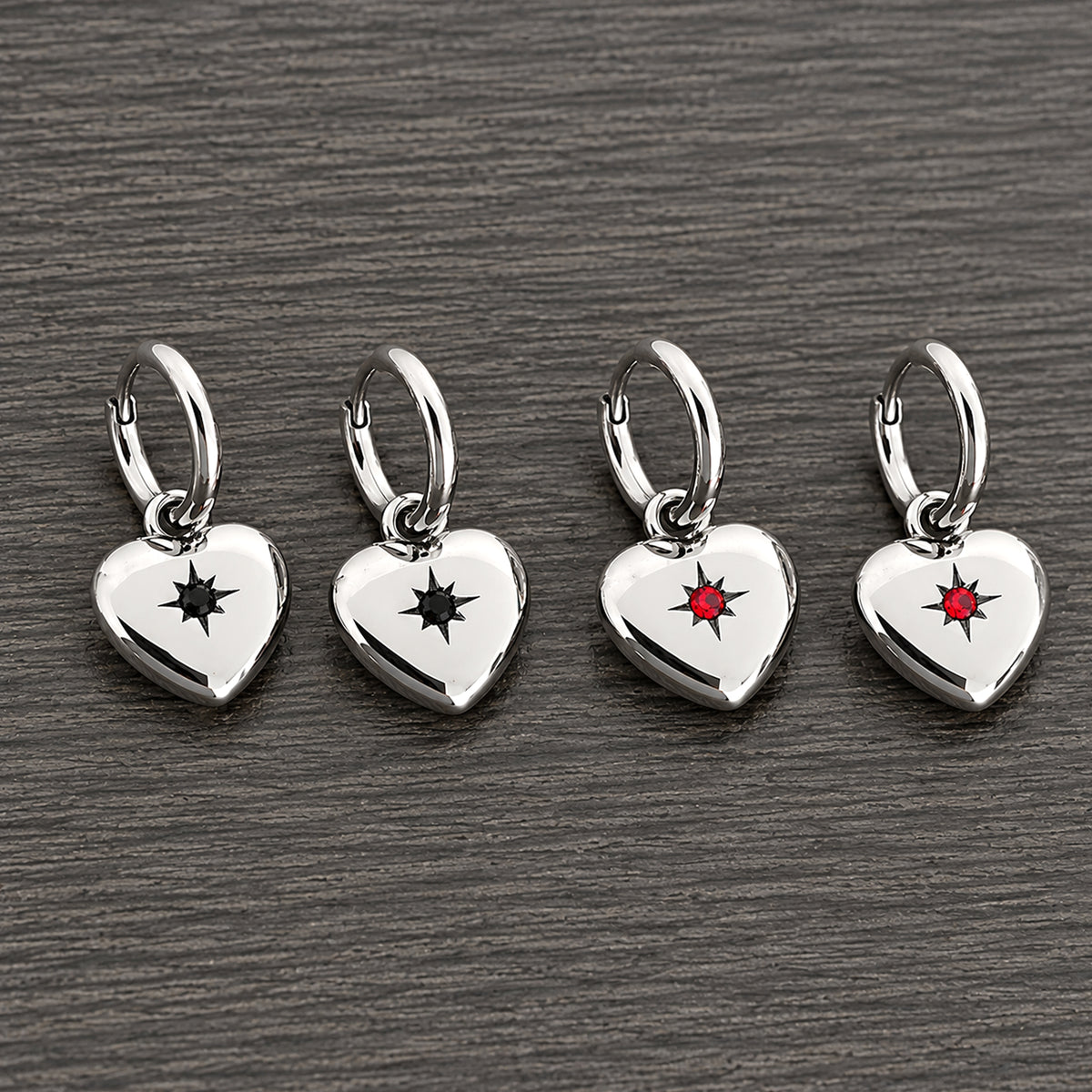 Heart hoop earrings with CZ stones