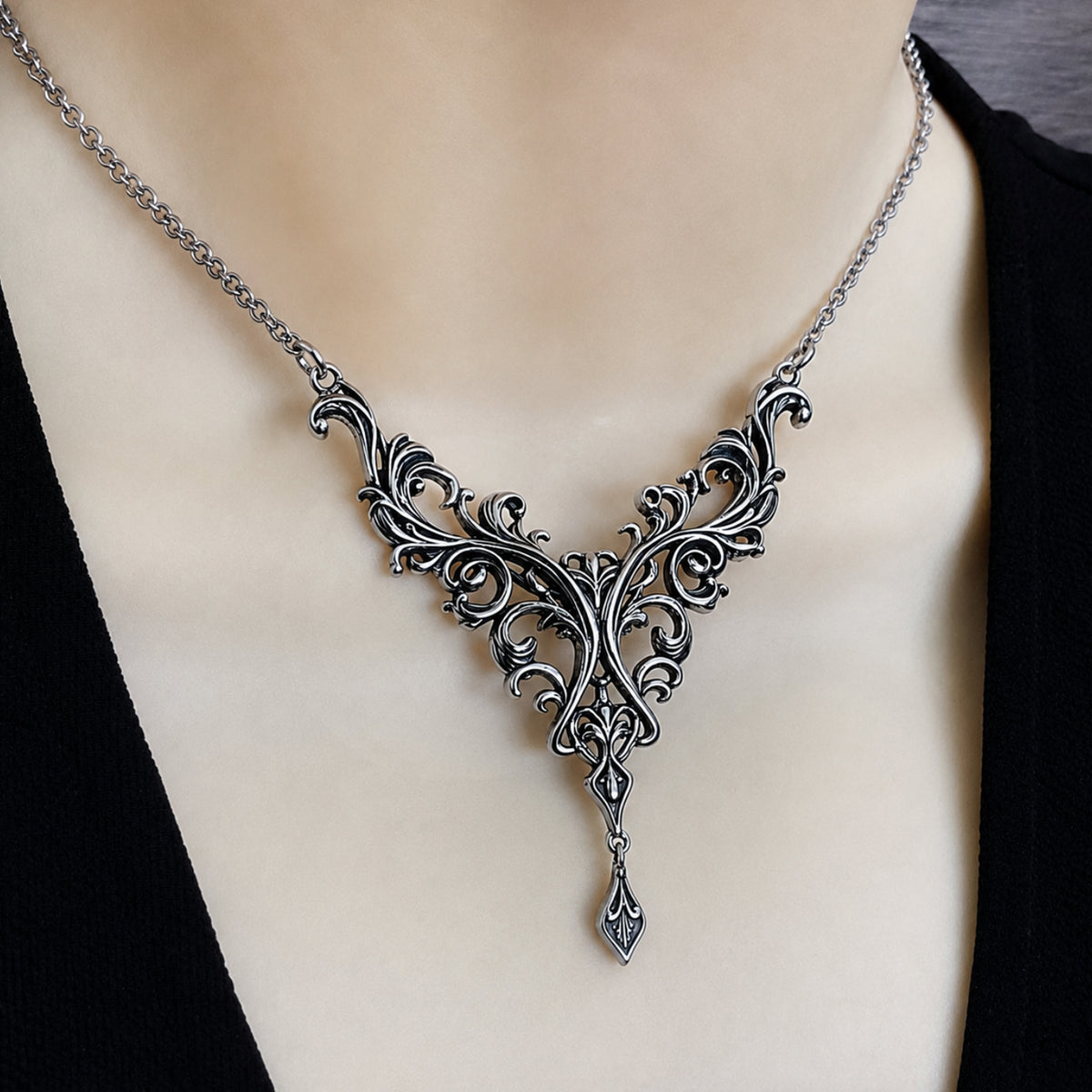 Victorian Floral Scroll necklace