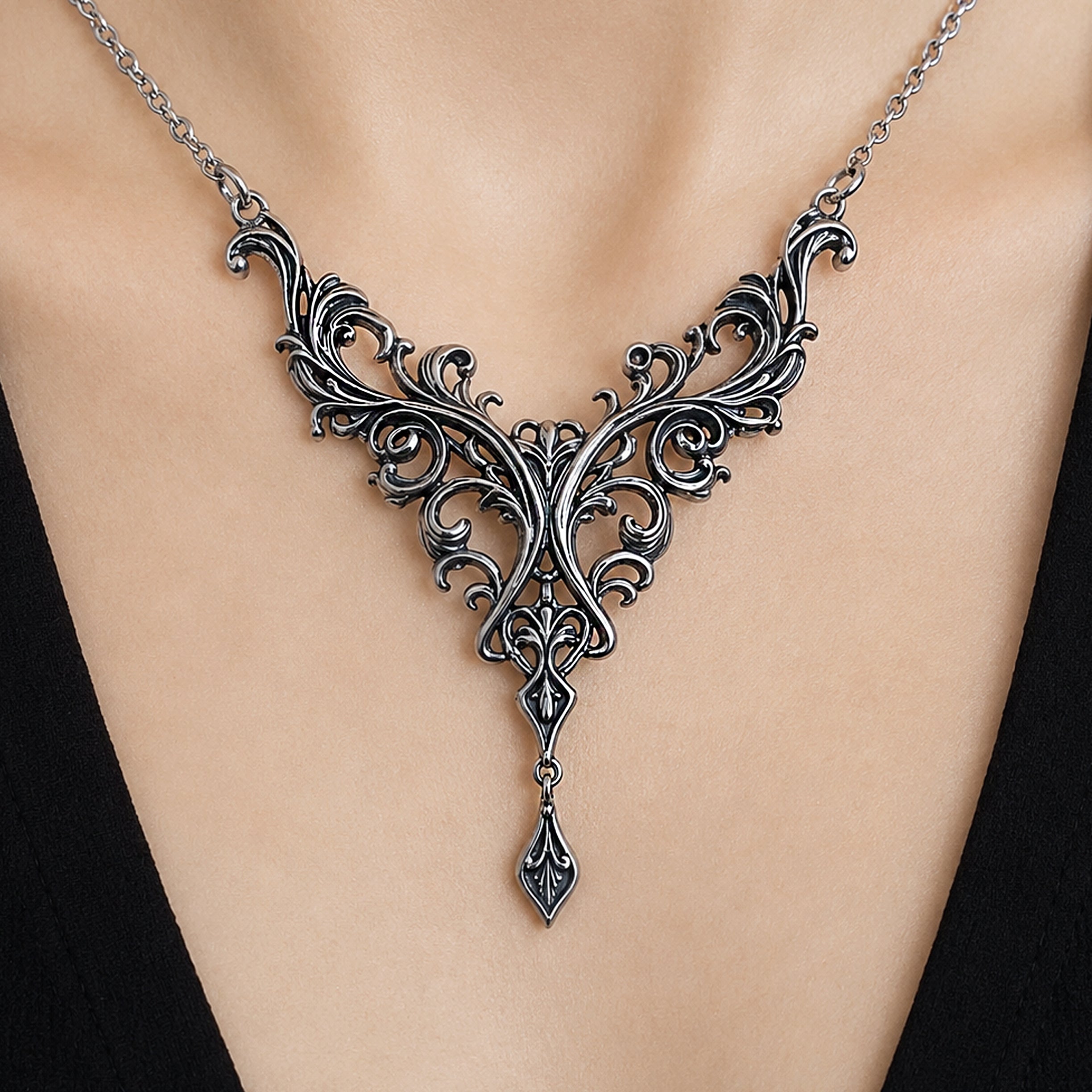 Victorian Floral Scroll necklace