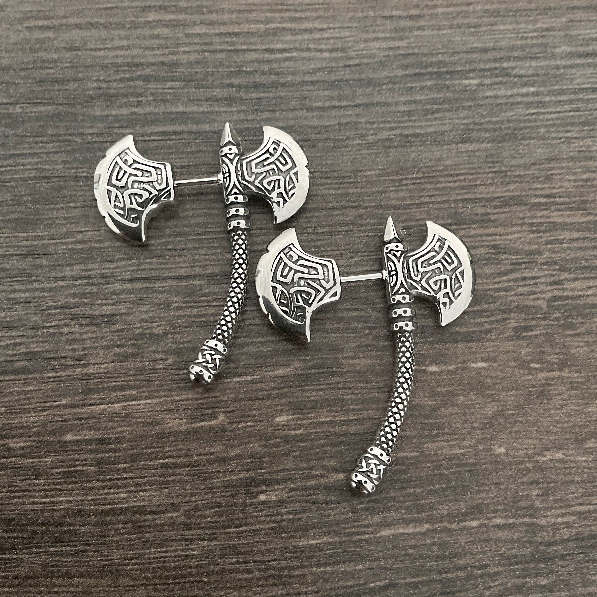 Celtic Double Axe ear jacket in Silver