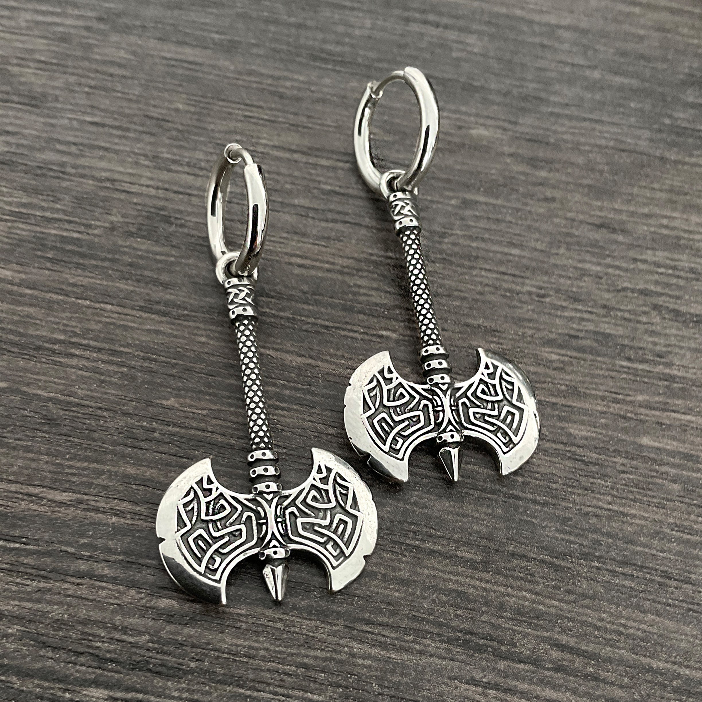 Celtic Double Axe hoop earrings in Silver