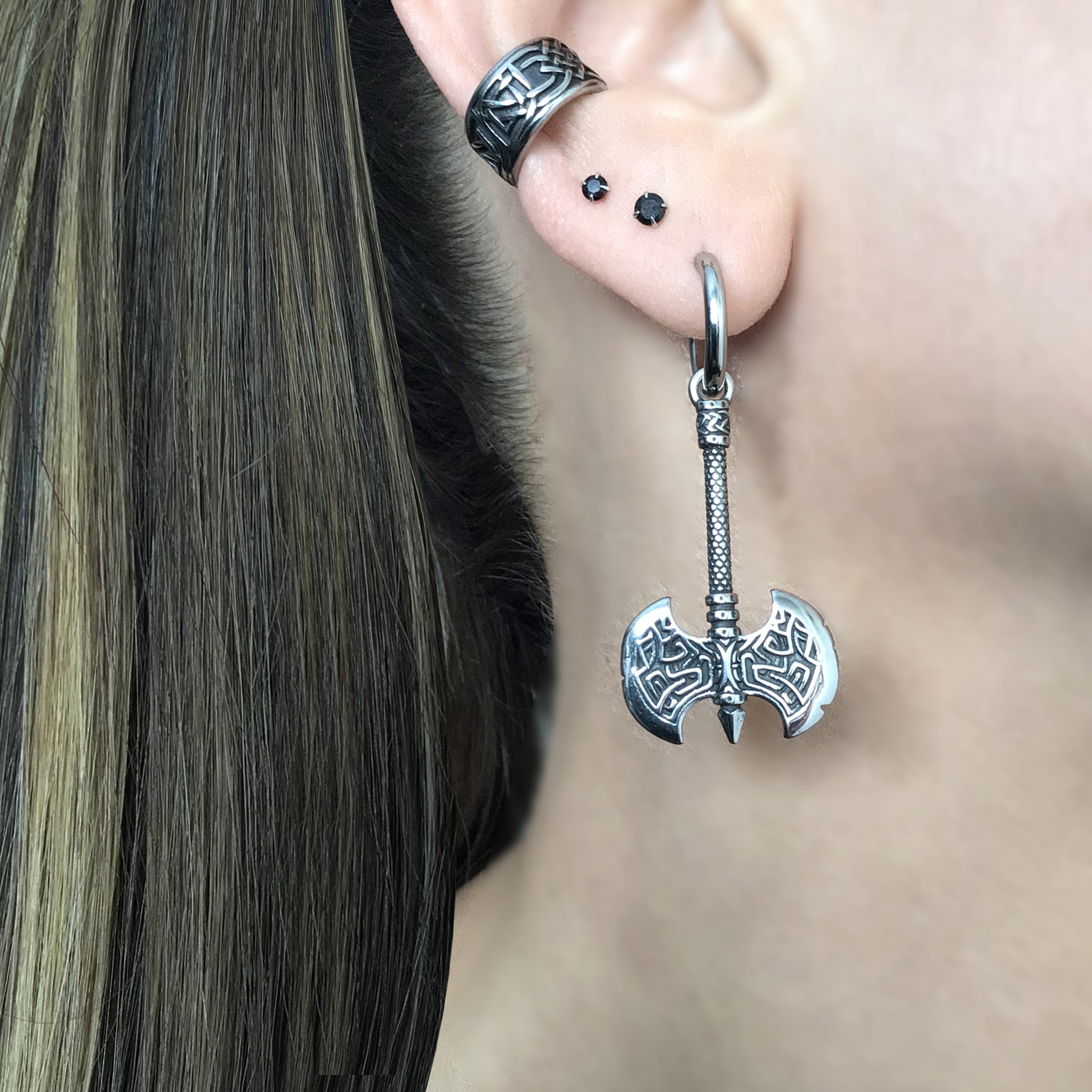 Celtic Double Axe hoop earrings