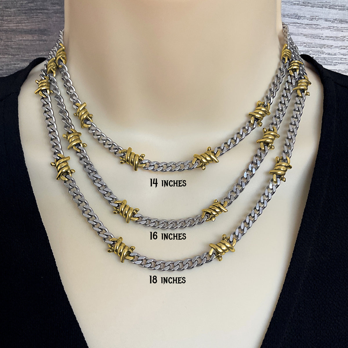 Barbed wire 7 mm Cuban necklace