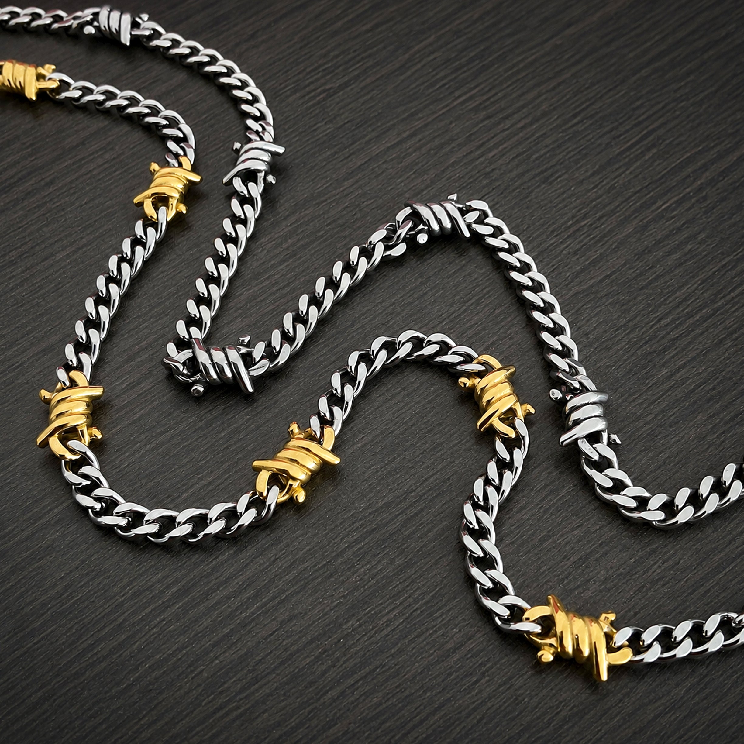 Barbed wire 7 mm Cuban necklace