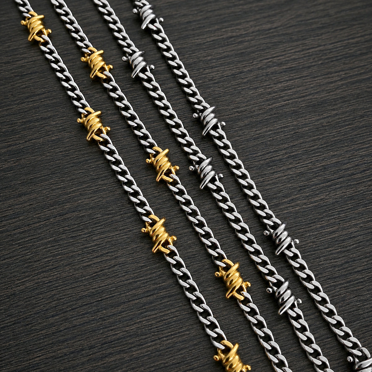 Barbed wire 5 mm Cuban necklace