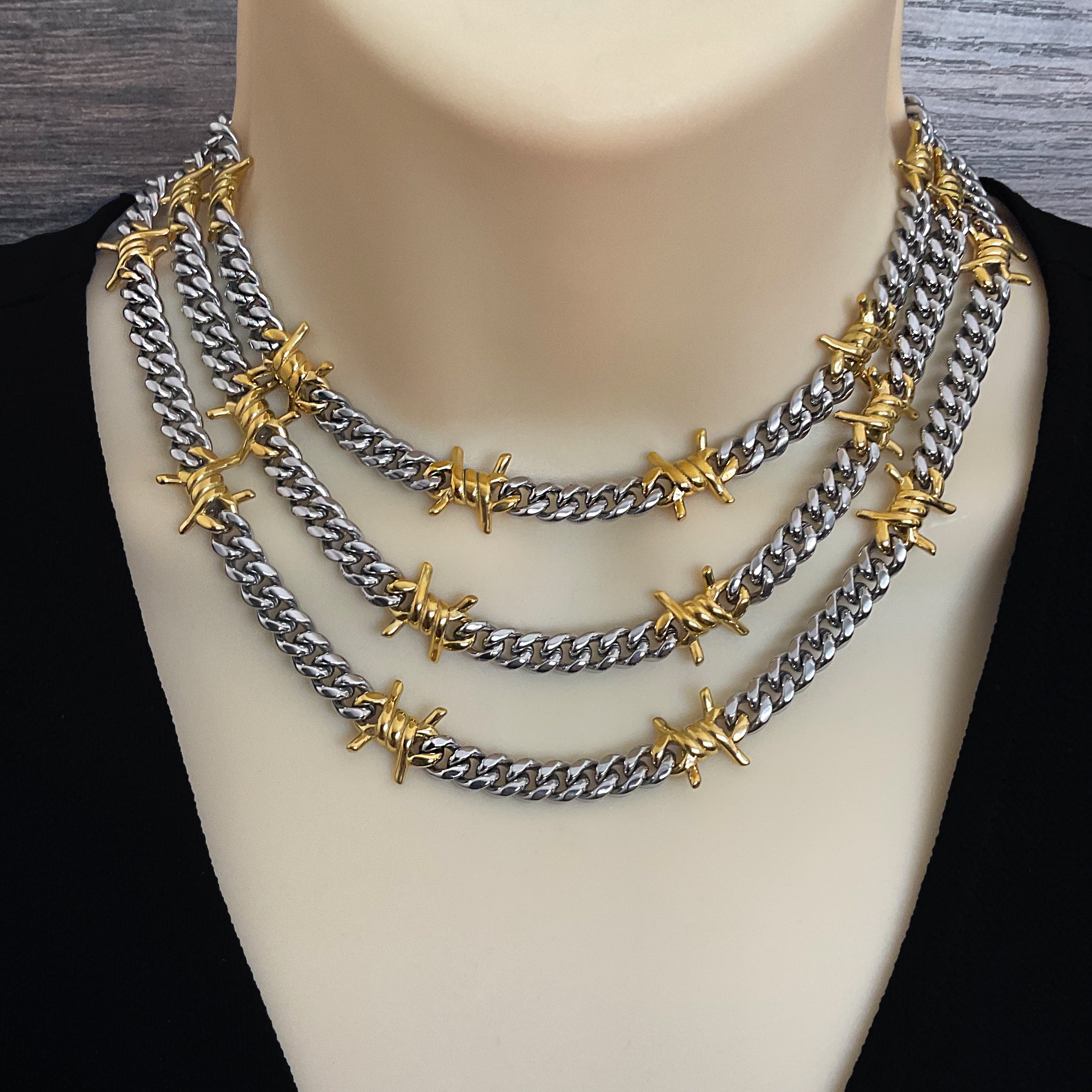 Barbed wire 7 mm Cuban necklace