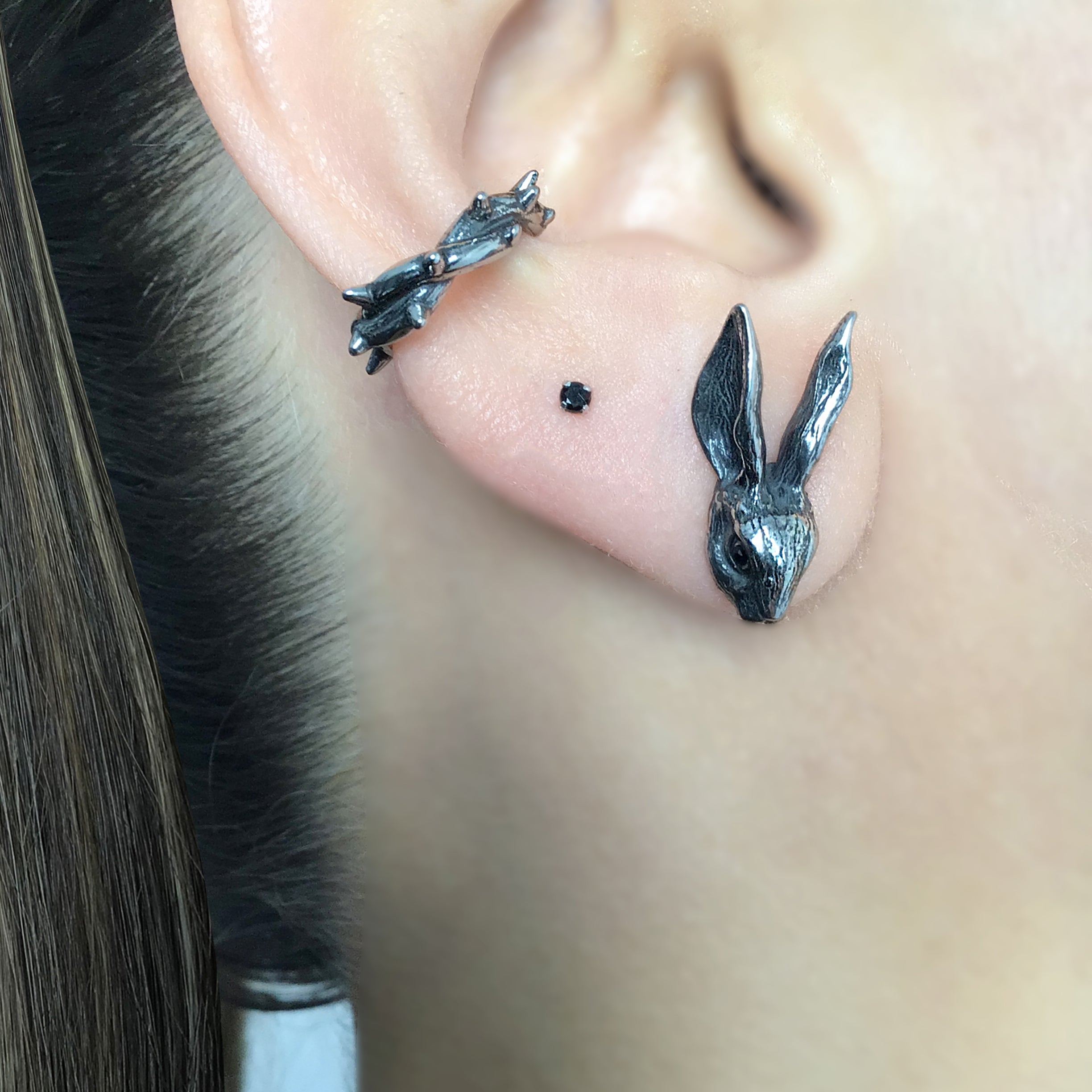 Rabbit stud earrings