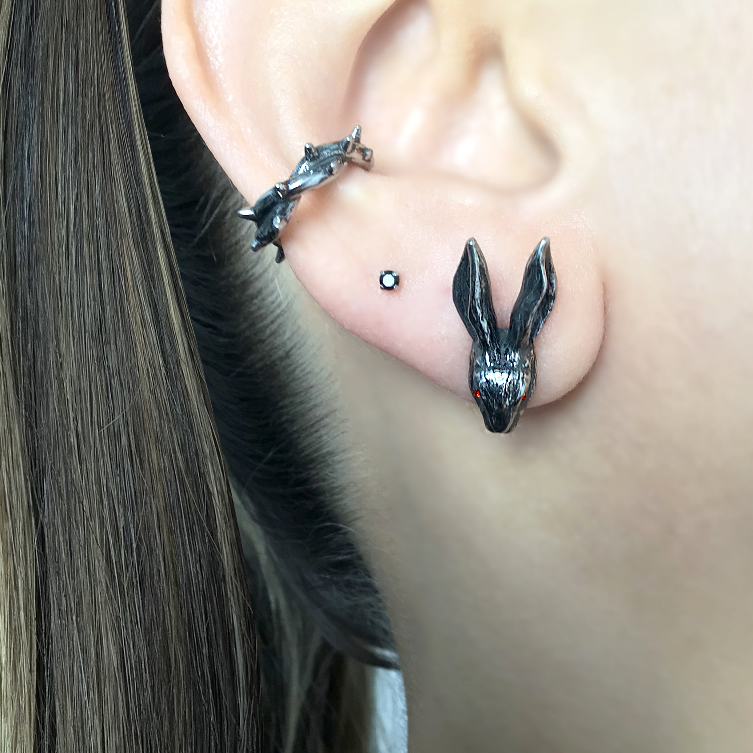 Rabbit stud earrings